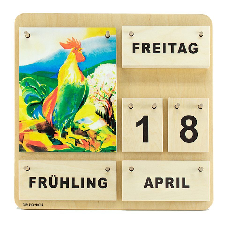 Kollektion Karthaus ewige Kalender Dauerkalender aus Holz, Wand-, Tisch + Lernkalender, Handgefertigt