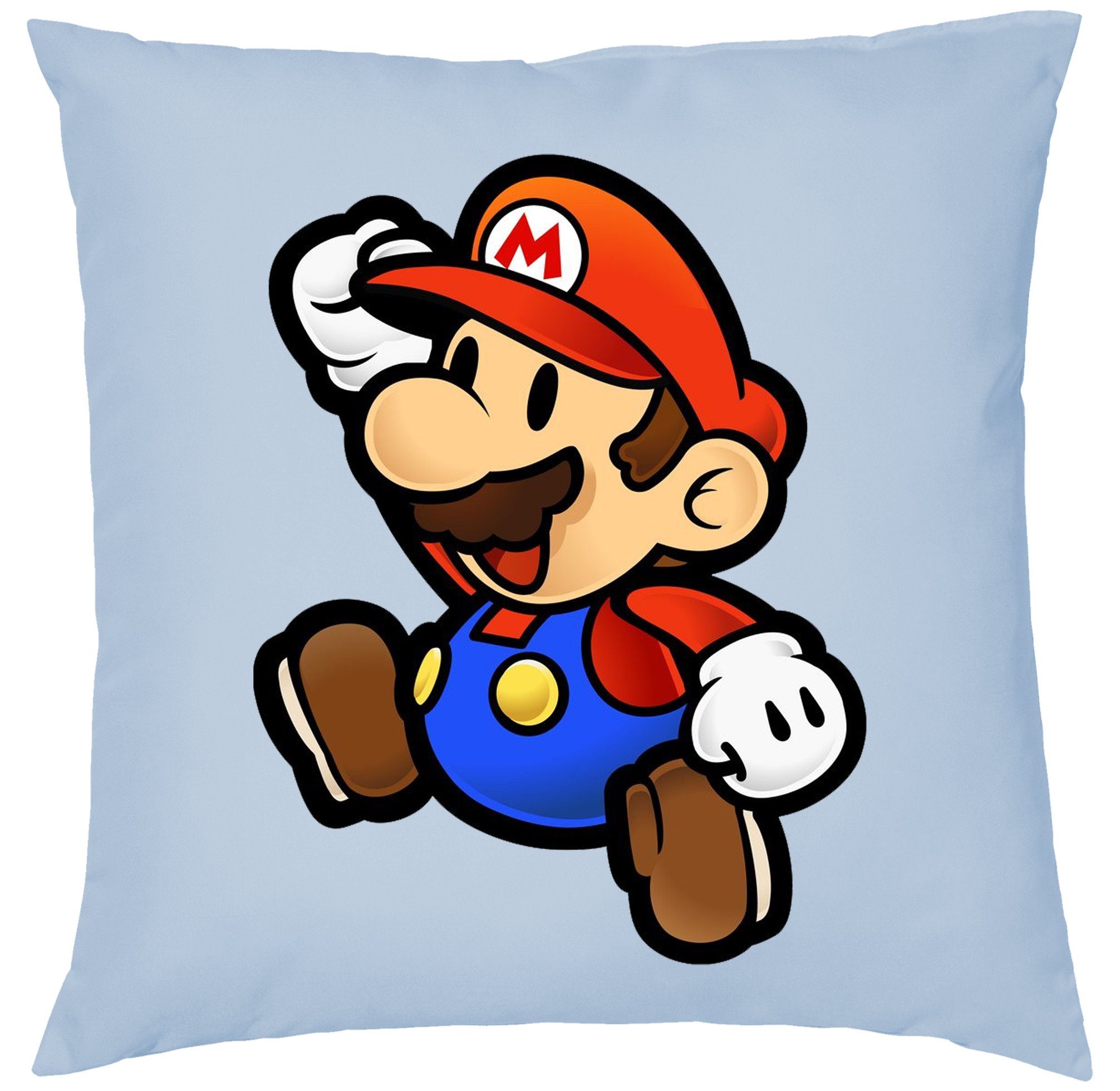 Super Hellblau mit Kissen Luigi Mario & Peach Konsole Blondie Dekokissen Yoshi Füllung Nintendo, Brownie