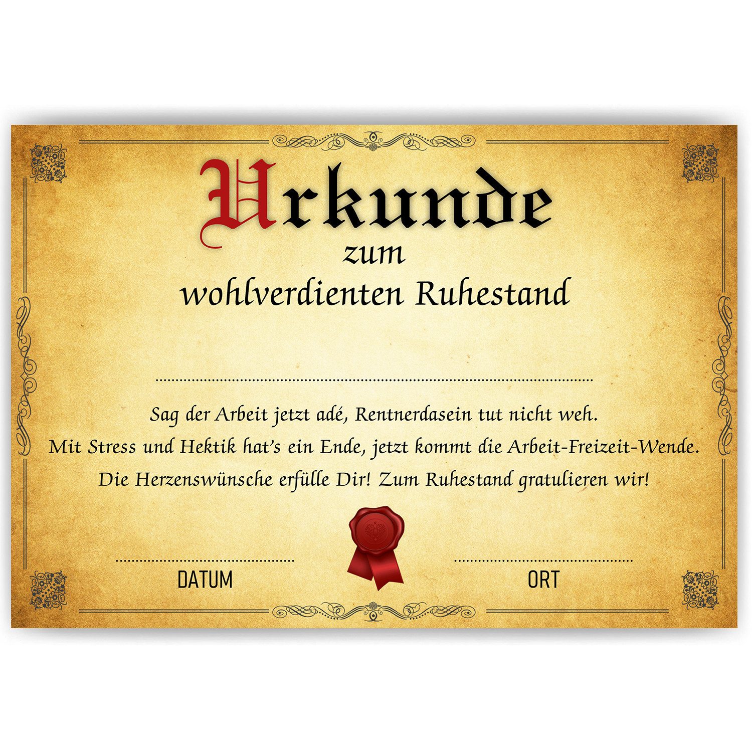 Tigerlino Poster Ruhestand Urkunde Geschenk zur günstig online kaufen