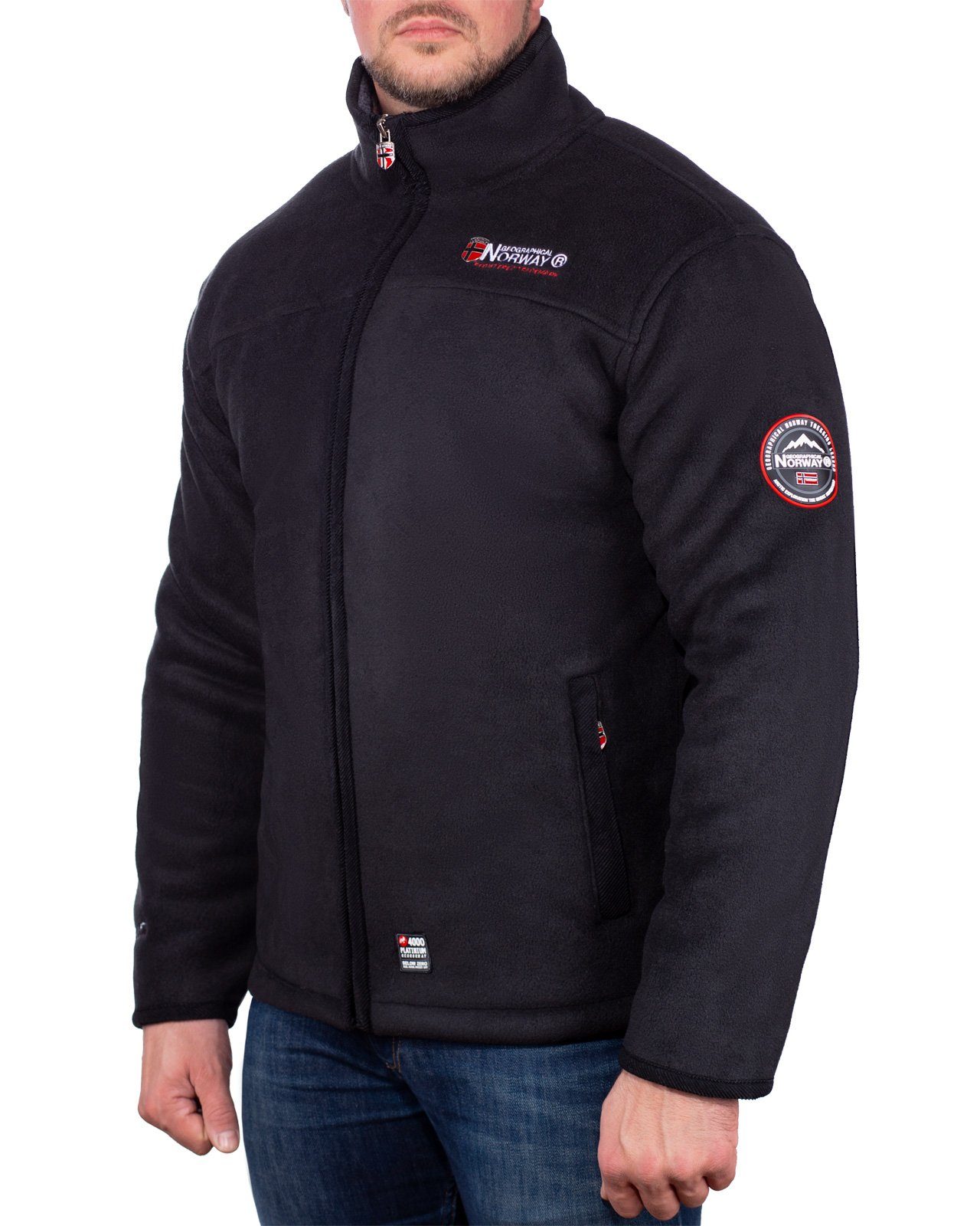 Fleecejacke baubolt Outdoor Stehkragen schwarz (1-St) Geographical Norway mit Herren Jacke