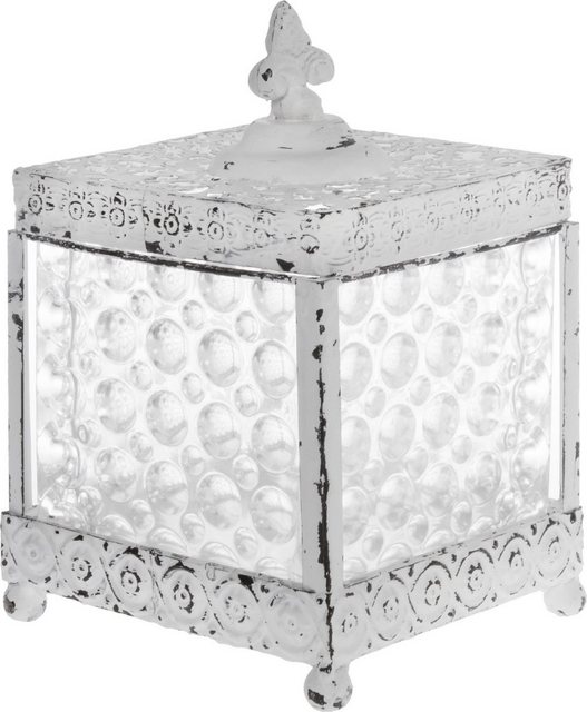 Myflair Möbel & Accessoires Aufbewahrungsbox “Leyla, weiß”, aus Metall & Glas, mit Deckel