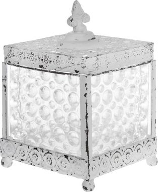 Myflair Möbel & Accessoires Aufbewahrungsbox Leyla, weiß, aus Metall & Glas, mit Deckel