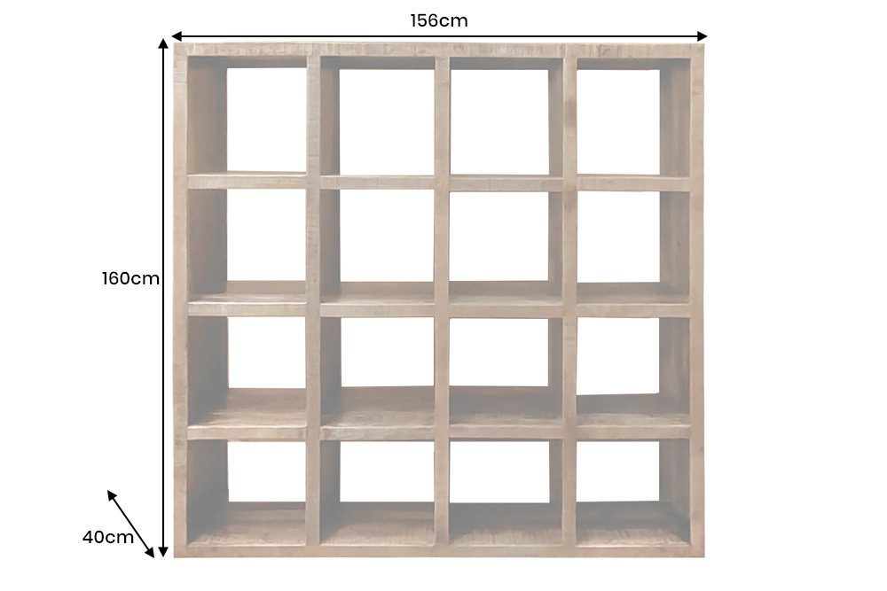 riess-ambiente Bücherregal IRON CRAFT 160cm natur - Massivholz, lackiert, 25 Fächer, handmade, Einzelartikel 1-tlg., großer Raumteiler mit viel Stauraum - ideal für Arbeits- & Wohnzimmer