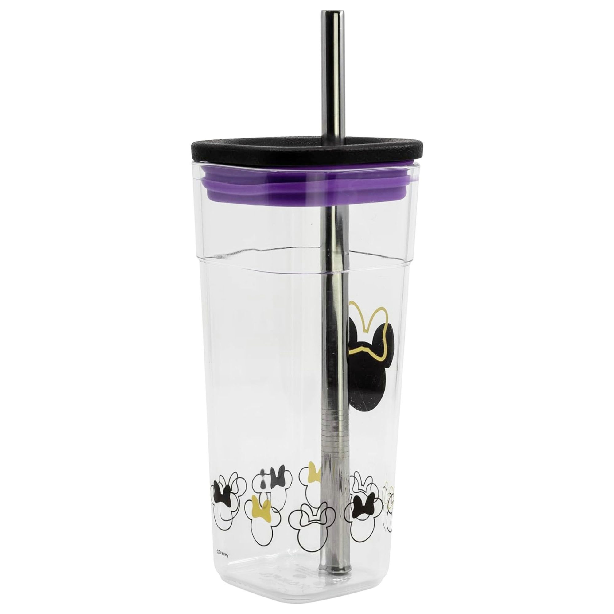 Disney Becher Disney Minnie Maus Trinkbecher mit Edelstahl Trinkhalm 540 ml, Kunststoff