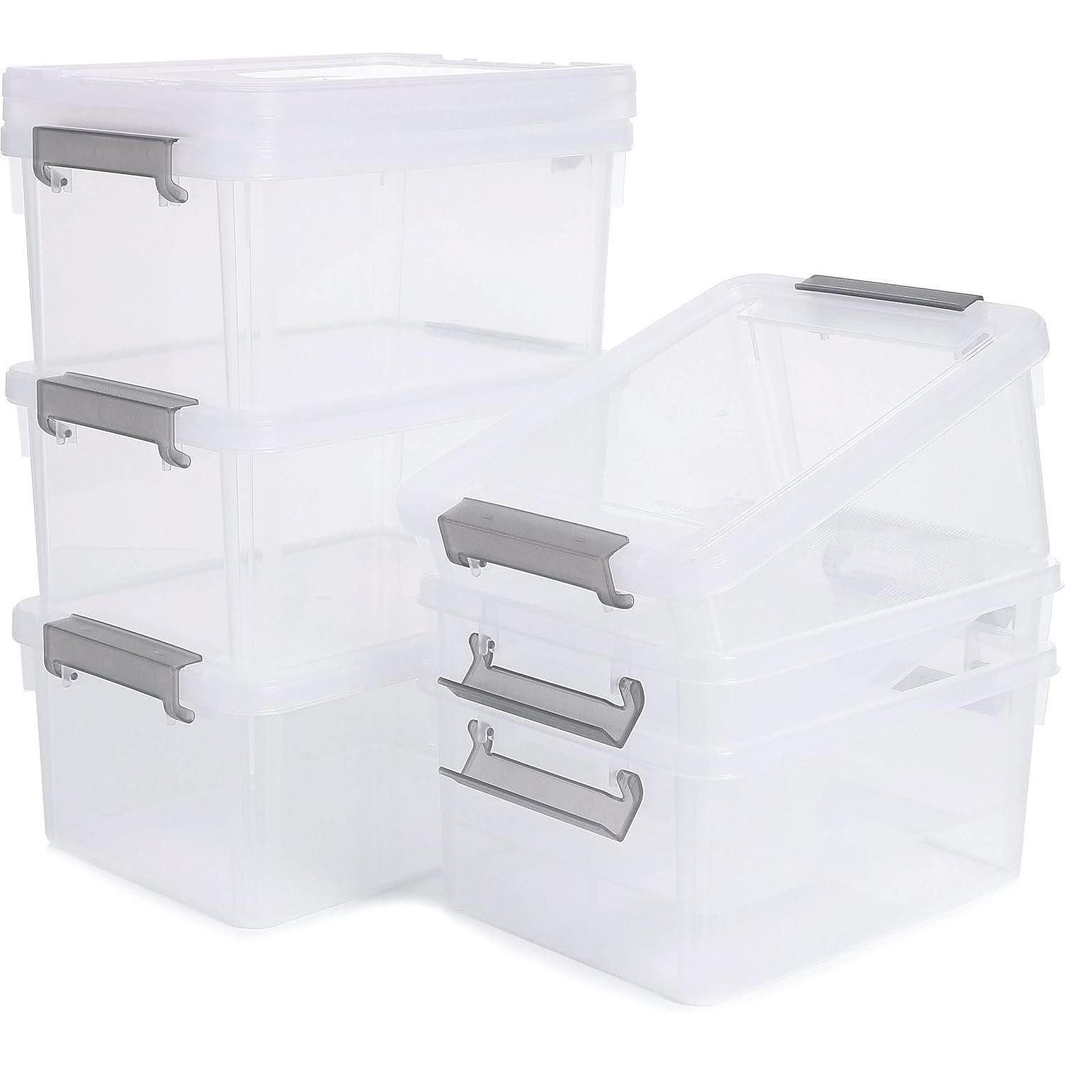 LuxusKollektion Stapelbox Aufbewahrungsboxen Transparent Stapelbar Deckel Kunststoff 3L 6er-set