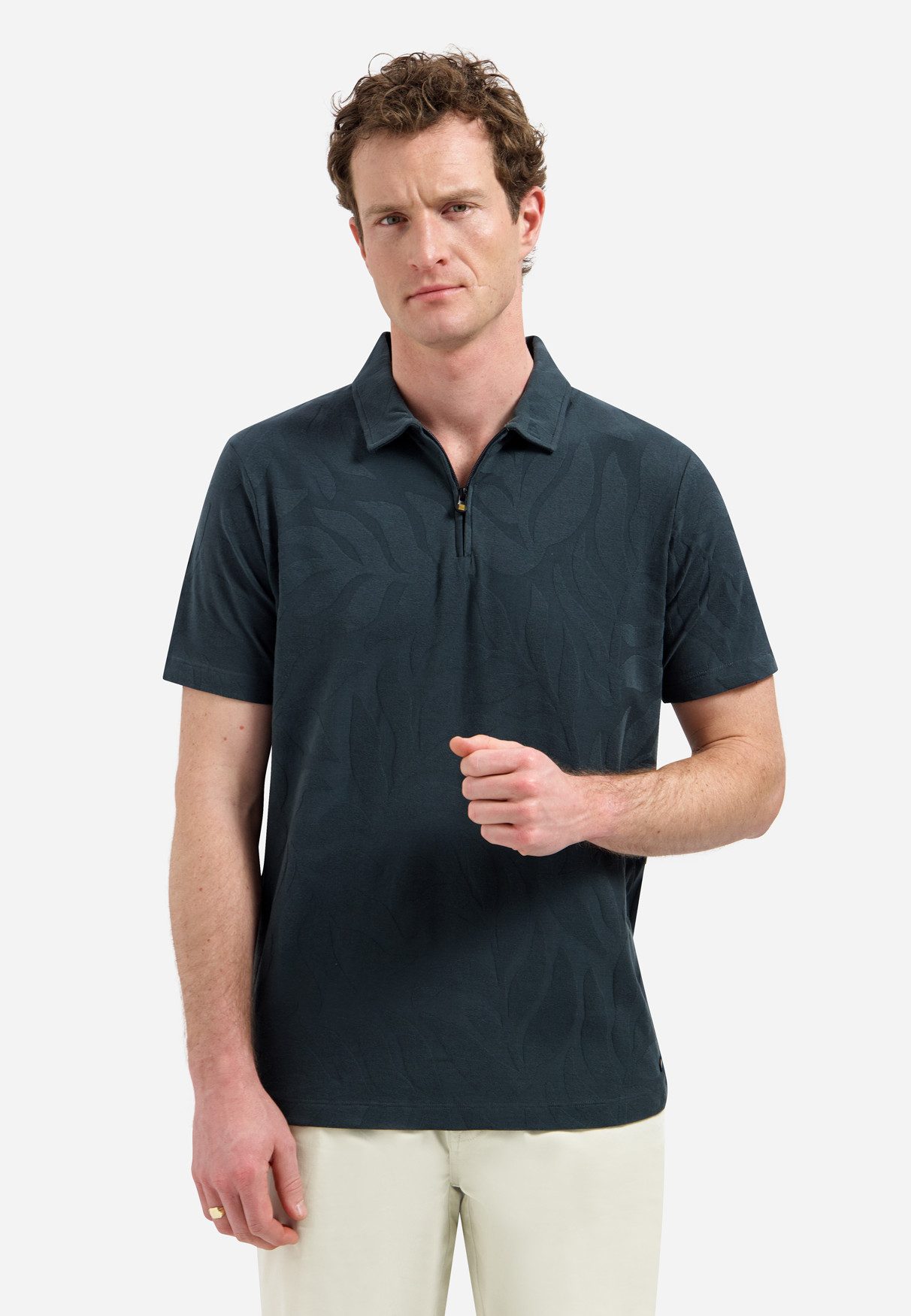 NO EXCESS Poloshirt Polo Half Zip Short Sleeve Jacquard - Herrenshirt - Sommershirt