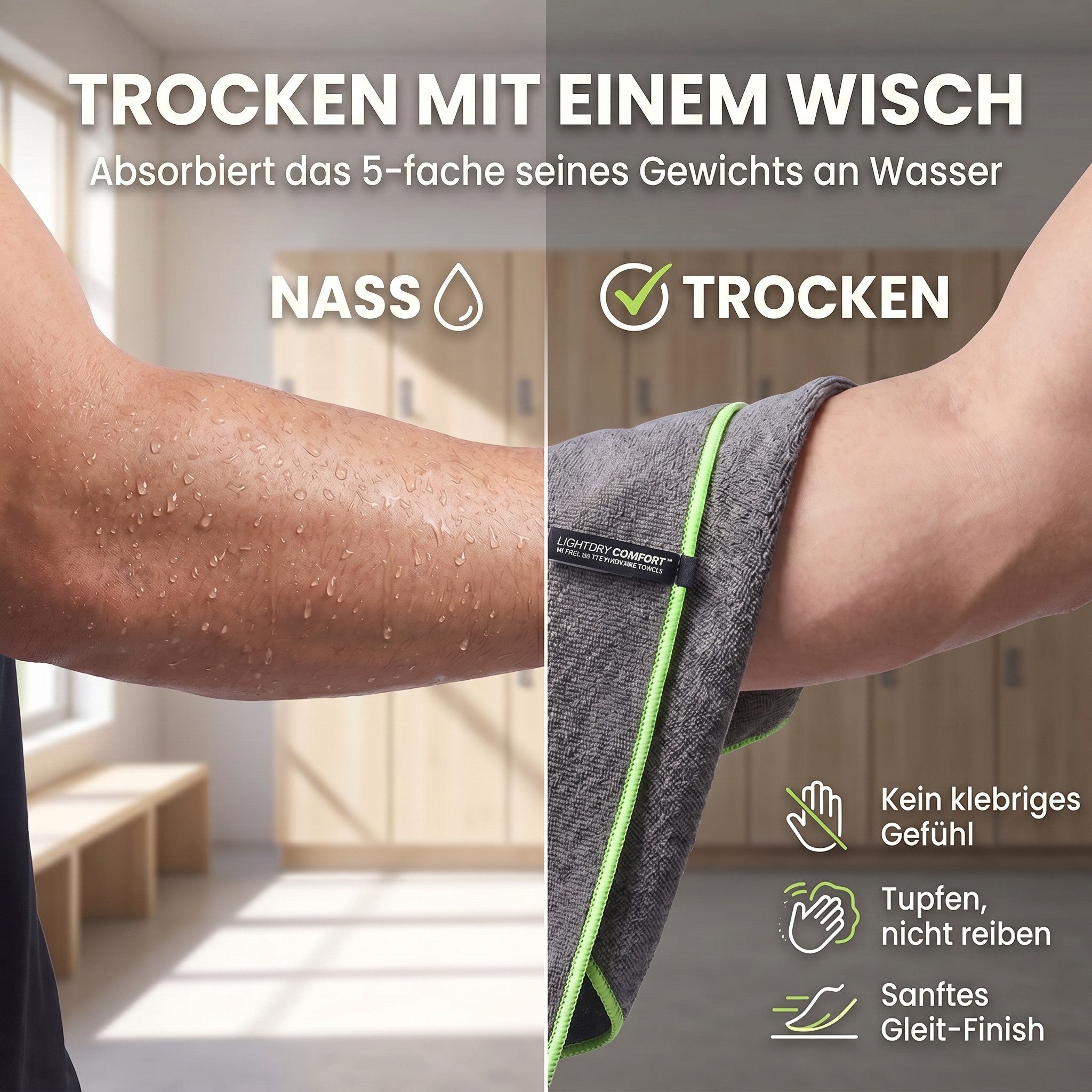 LightDry Reisehandtuch LightDry Reisehandtuch – Leichtes Mikrofaser-Sport und Strandhandtuch, Sport, Strand & Badehandtuch – Bild 4 von 5