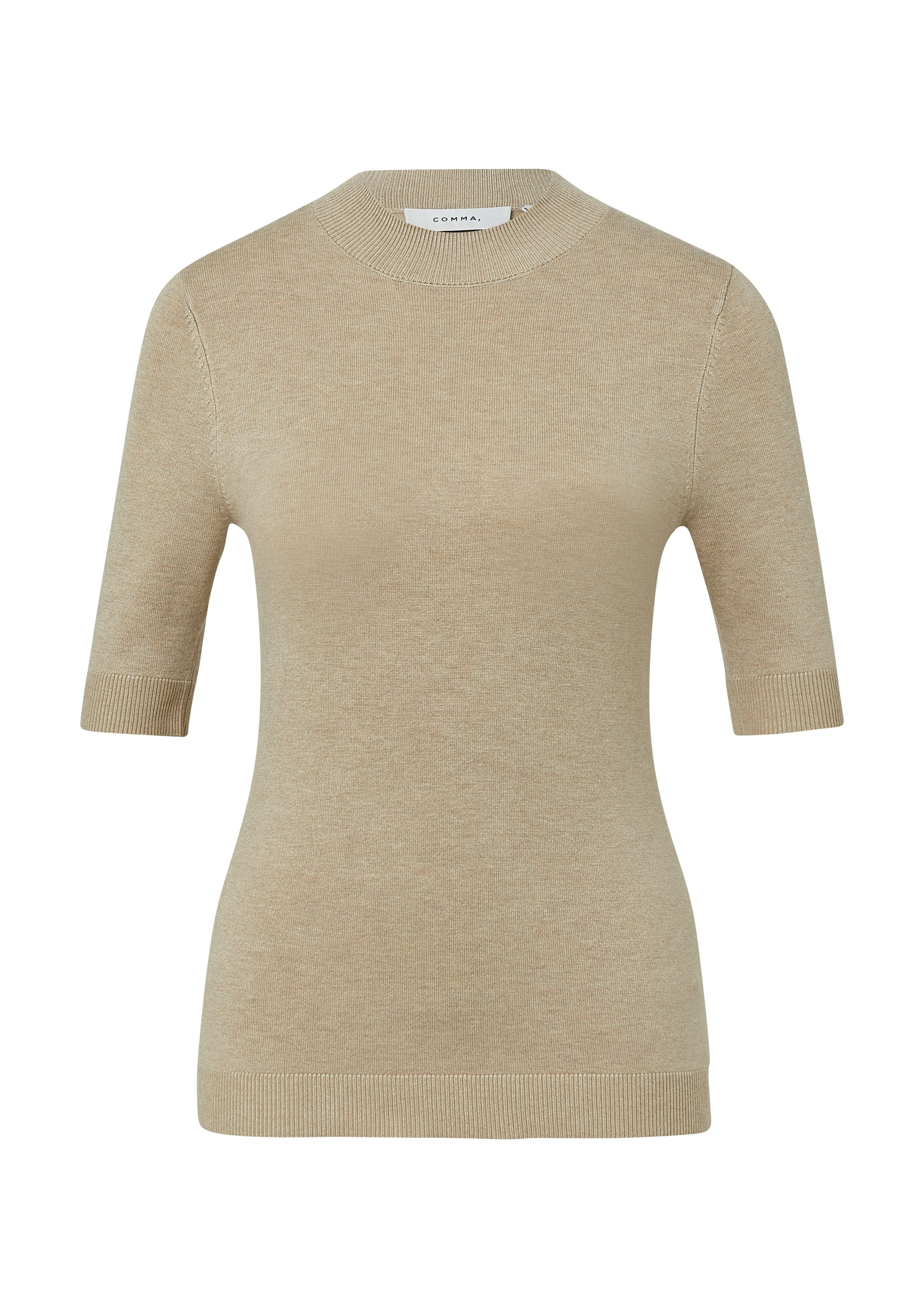 comma Strickpullover halbarm, mit Stehkragen