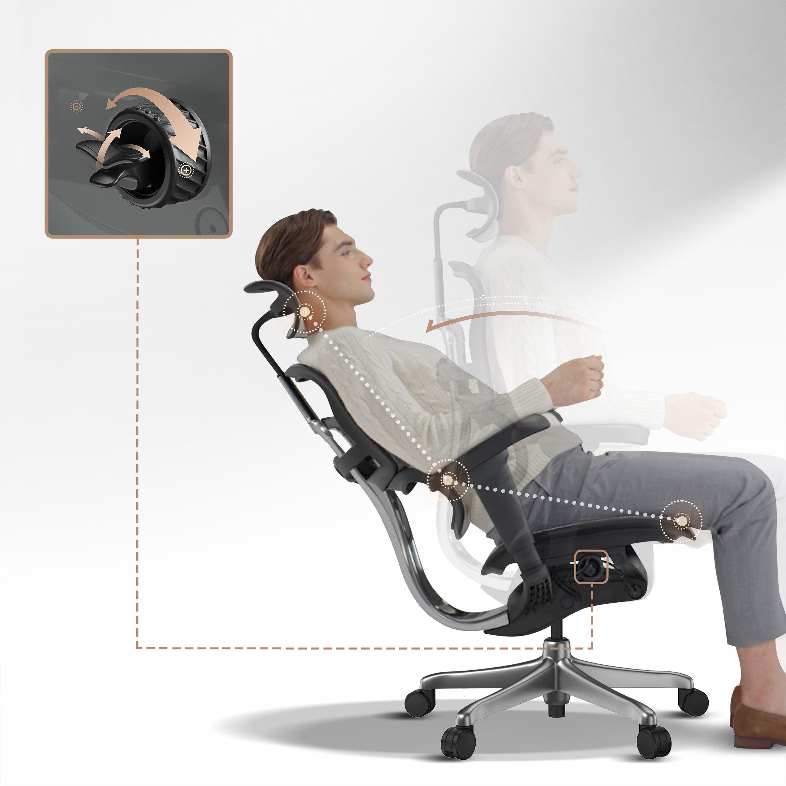 hjh OFFICE Drehstuhl Luxus Chefsessel ERGOHUMAN SIGNATURE GEN2 (1 St), Profi Bürostuhl Schreibtischstuhl ergonomisch