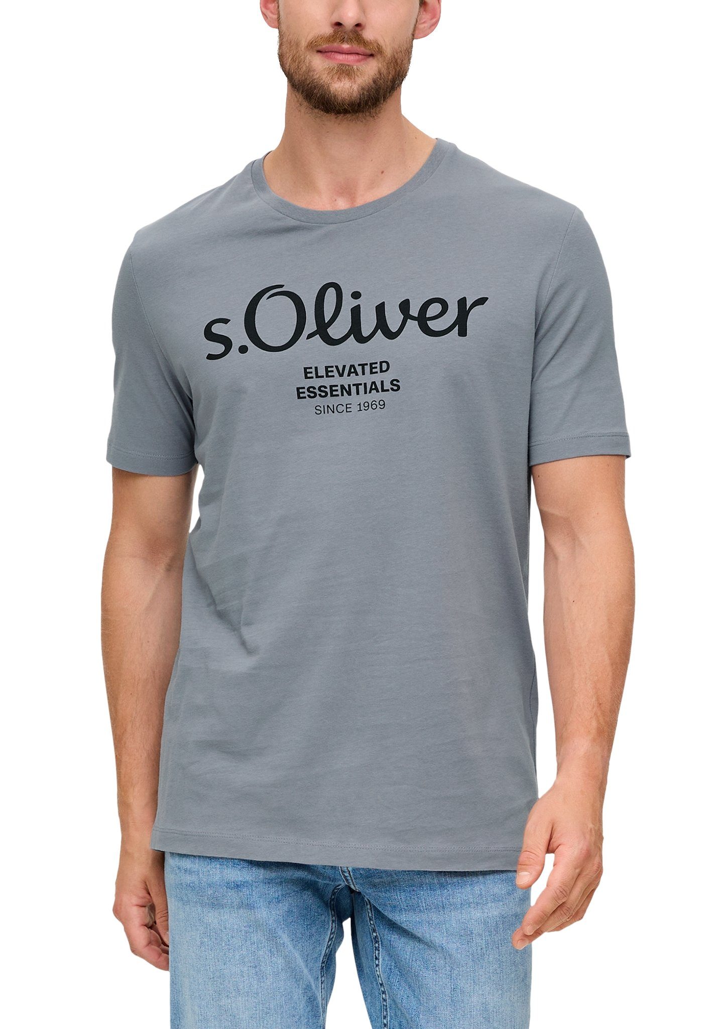 s.Oliver T-Shirt im sportiven Look mid grey