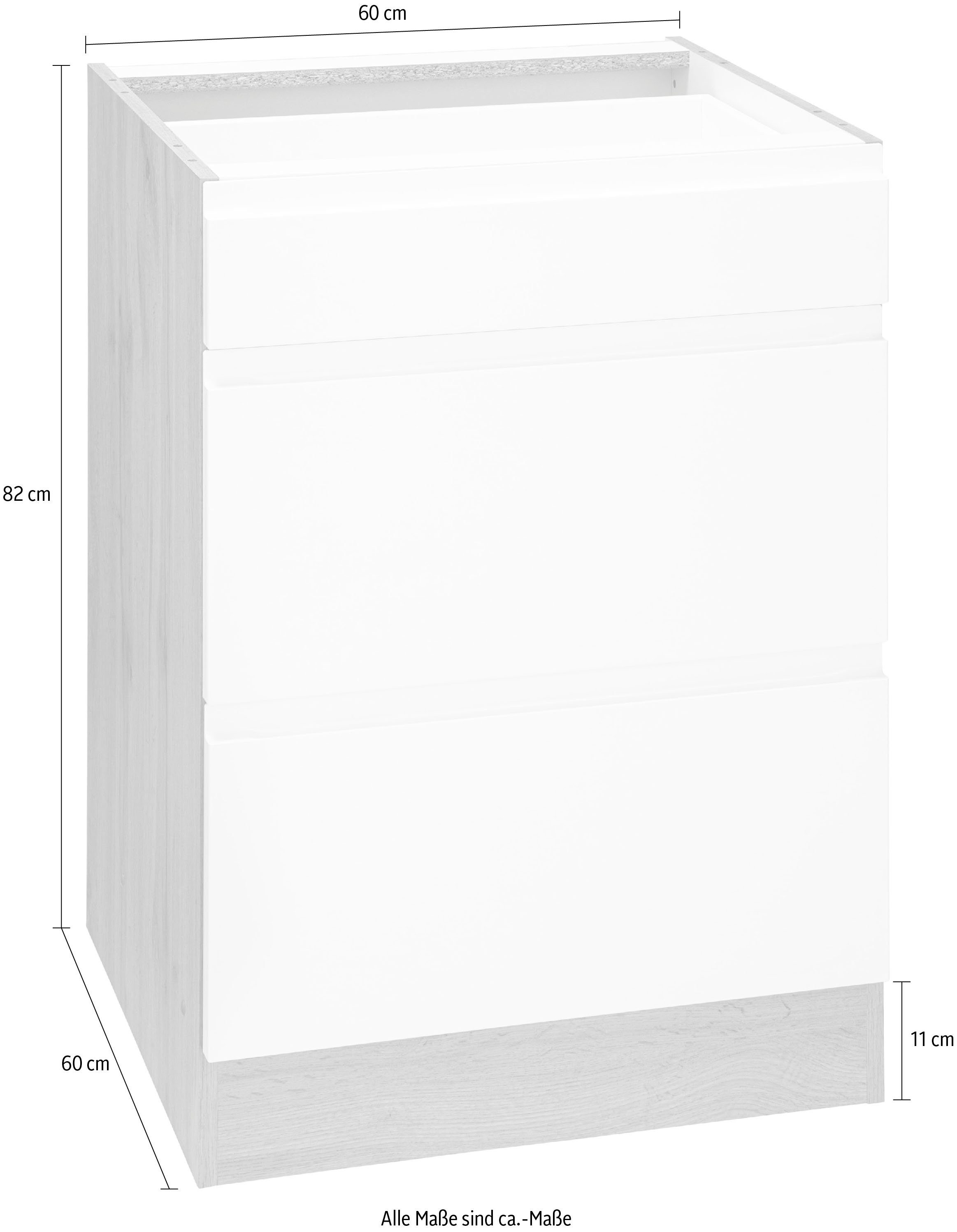 HELD MÖBEL MDF-Fronten Unterschrank für Stauraum, weiß | Bruneck wotaneiche cm >>Bruneck<< 60 hochwertige viel breit, Matt