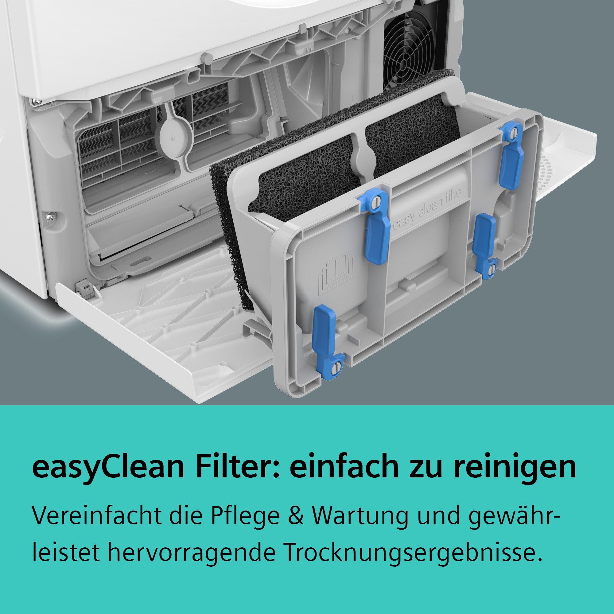 SIEMENS Wärmepumpentrockner iQ300 WT45HV0EM, Einfache Reinigung dank easyClean-Filter, Outdoor-Programm – Bild 2 von 5