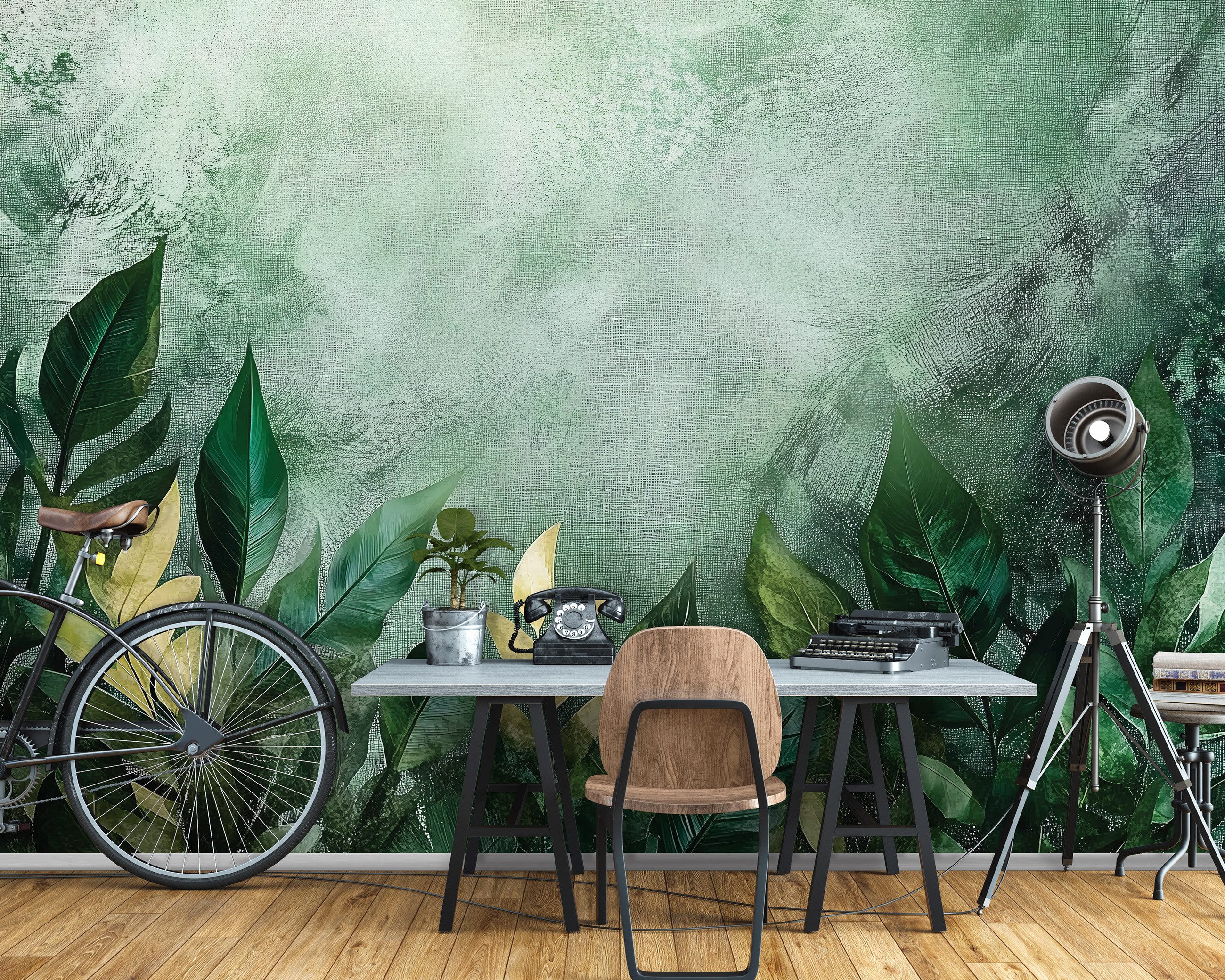 Wallarena Fototapete Blätter Dschungel - Mehrfarbig - Modern - Vlies - Schlafzimmer, glatt, (2 St), 100x70cm