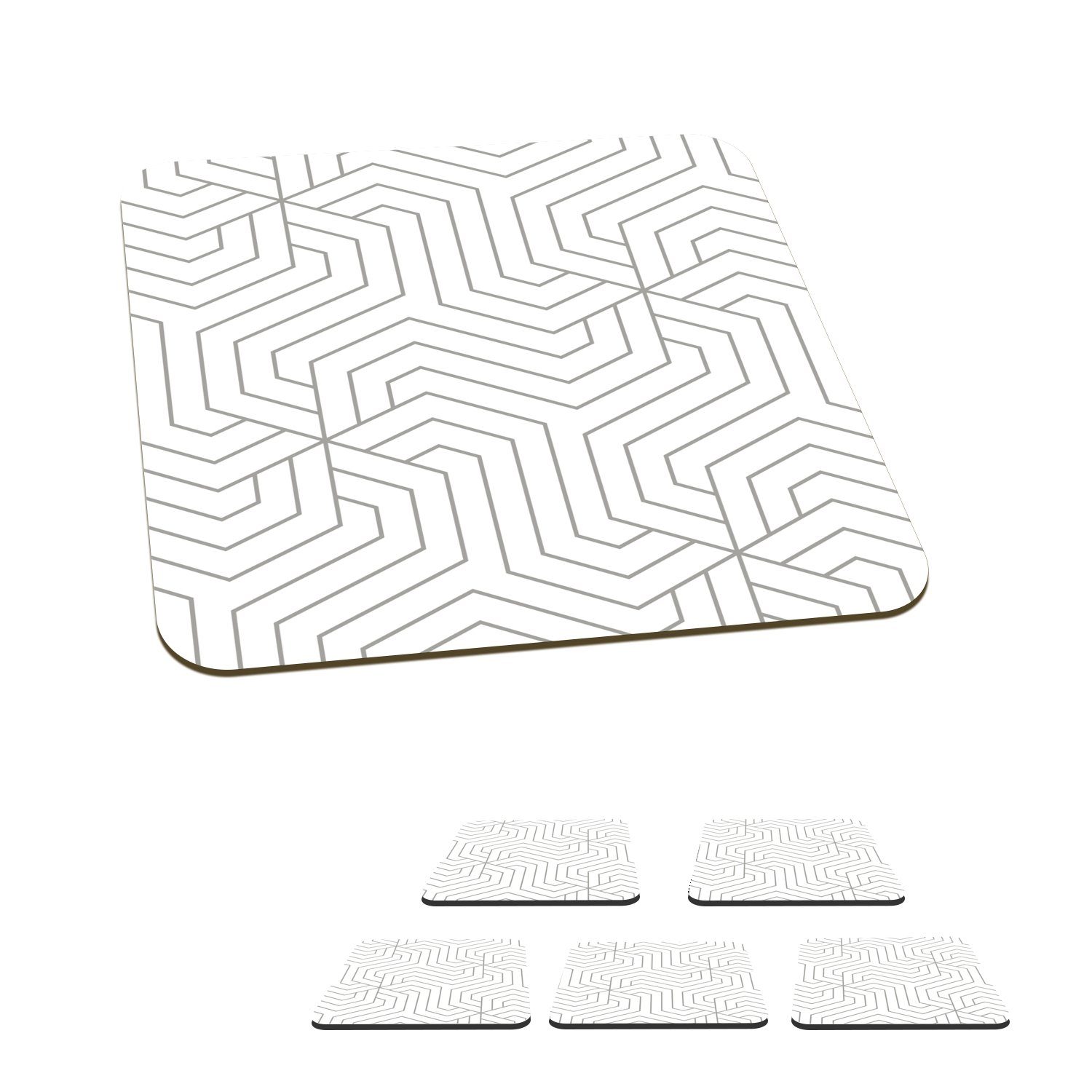 MuchoWow Glasuntersetzer Geometrie - Linie - Muster, Zubehör für Gläser, 6-tlg., Glasuntersetzer, Tischuntersetzer, Korkuntersetzer, Untersetzer, Tasse