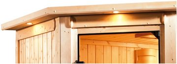 Karibu Sauna Ellin, BxTxH: 210 x 184 x 202 cm, 68 mm, (Set) 3,6-kW-Plug & Play Ofen mit ext. Steuerung