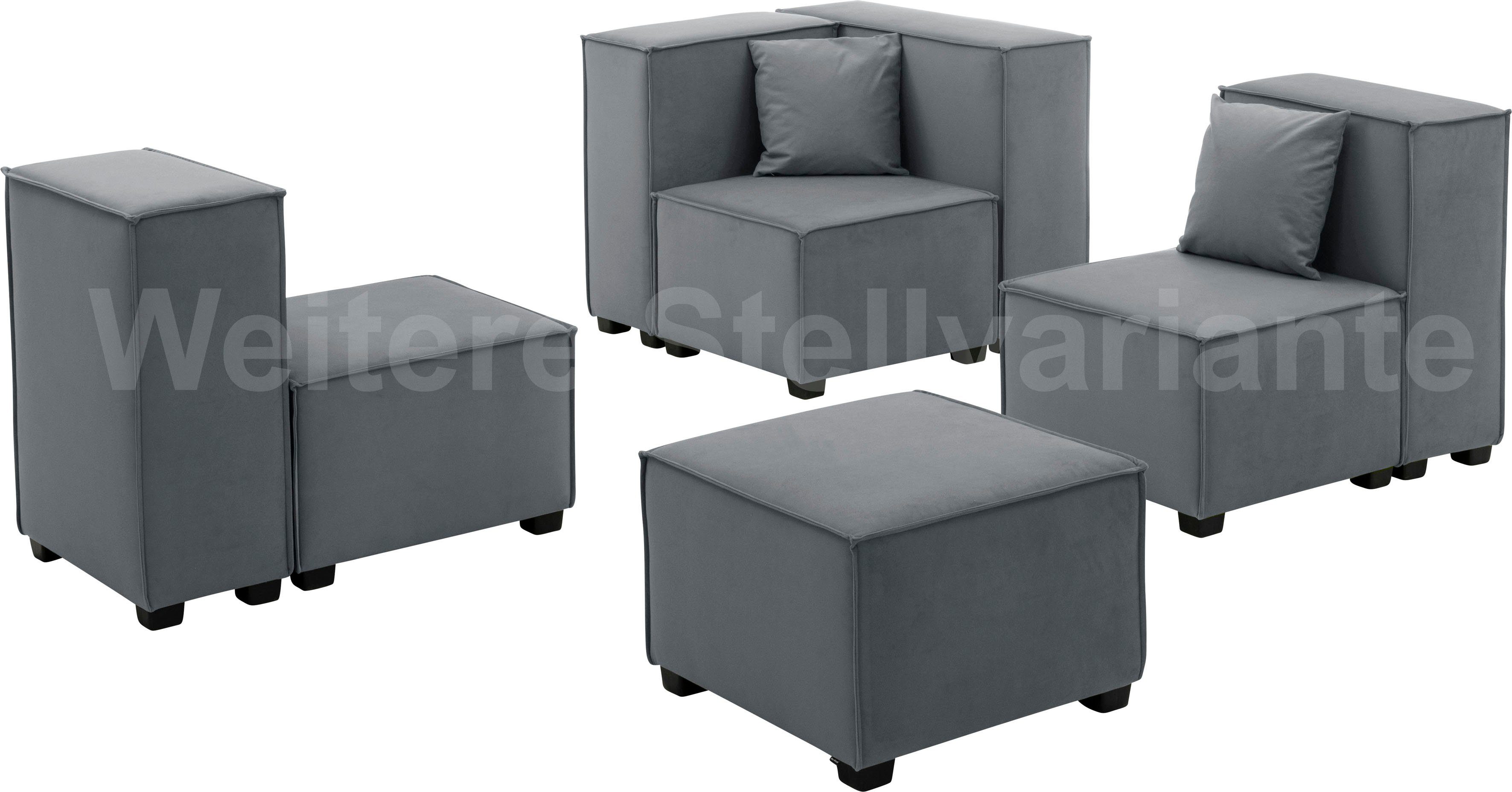 8 Zierkissen, 05 grau MOVE, Sofa-Set Winzer® kombinierbar Wohnlandschaft 2 aus inklusive Set, Max Sitz-Elementen,