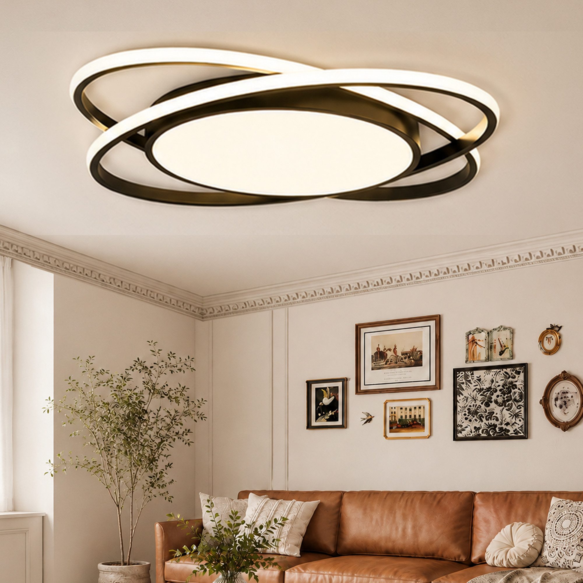 OYLCDI Deckenleuchten LED Deckenlampe Ø53cm,Dimmbar mit Fernbedienung für Wohnzimmer, LED fest integriert, 62W 3000-6500k, Modern Runde Wohnzimmer Schlafzimmer Arbeitszimmer Esszimmer Dekoration Lampen, Mit Speicherfunktion.Lichtfarbe- und Helligkeit einstellbar