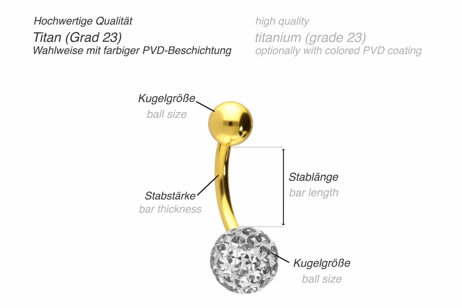 PIERCINGLINE Bauchnabelpiercing Titan Bananabell EPOXY- + TITAN-KUGEL (Bananabells, 1-tlg)