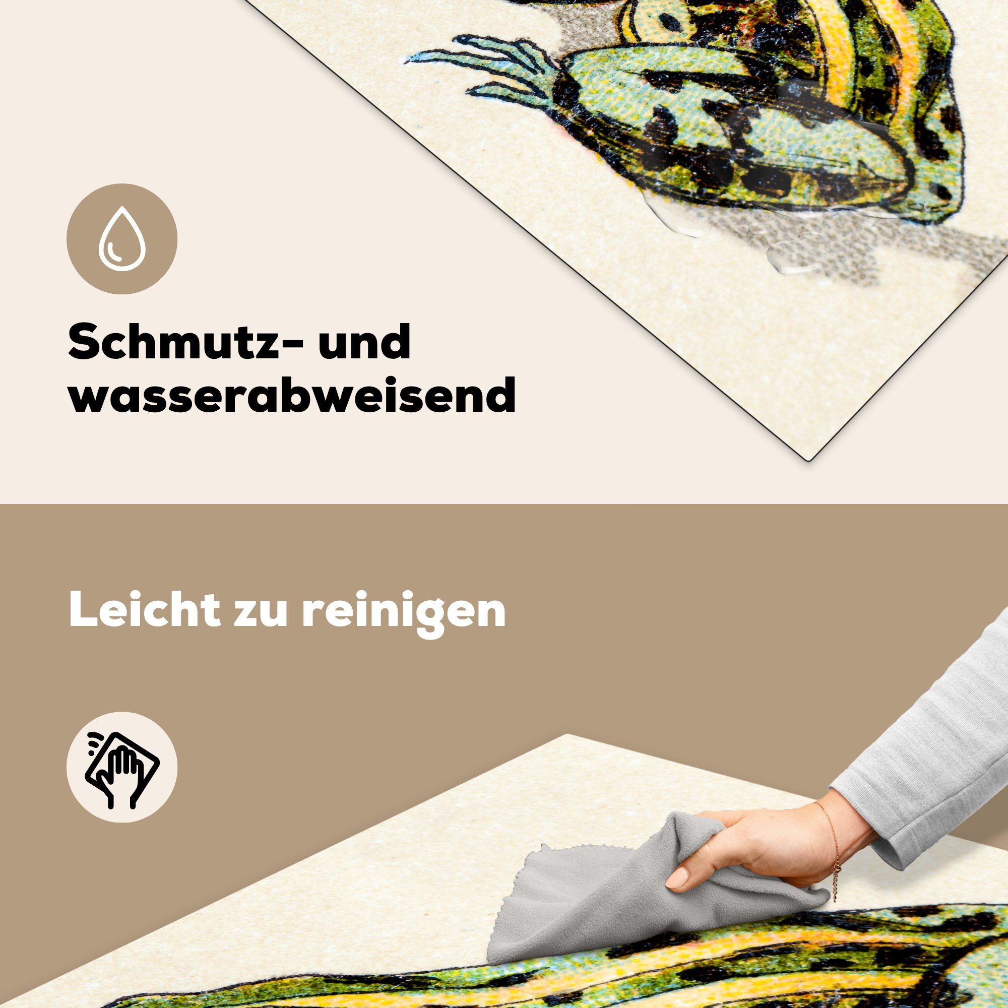MuchoWow Herdblende-/Abdeckplatte Frosch (1 Arbeitsplatte 78x78 - cm, Vinyl, küche für - Weiß, tlg), Ceranfeldabdeckung, Tiere