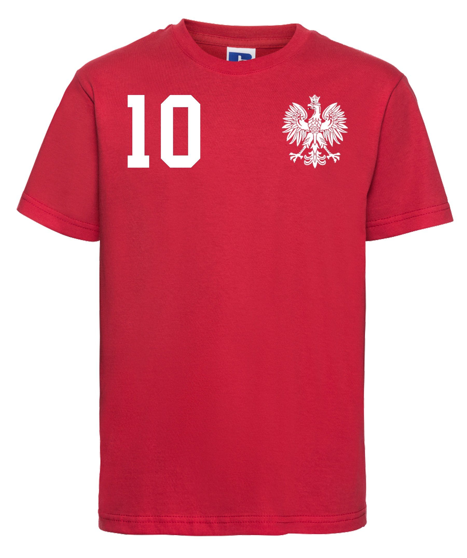 Youth Designz T-Shirt Polen Kinder T-Shirt im Fußball Trikot Look mit trendigem Motiv Rot