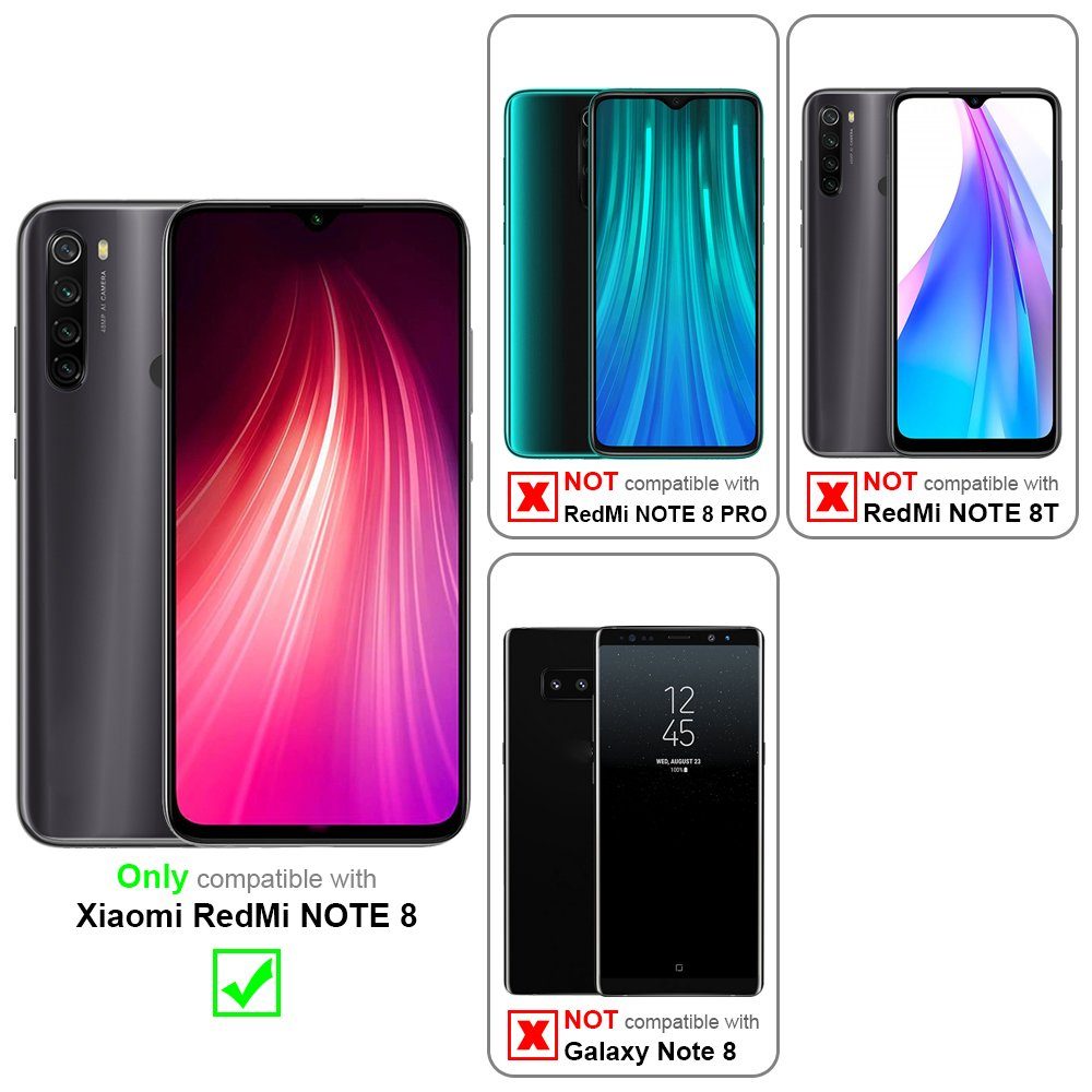 Cadorabo Handyhülle für Xiaomi RedMi NOTE 8 Hülle Xiaomi RedMi NOTE 8, Hülle Schutzhülle Blumen Flower mit Standfunktion Kartenfach Magnet