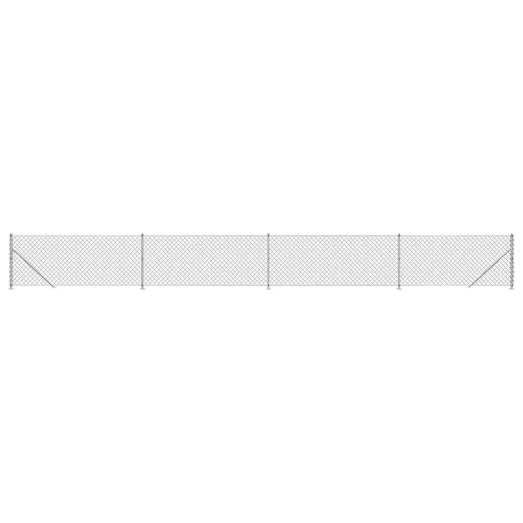 Gartenzaun Maschendrahtzaun mit Bodenflansch Silbern 0,8x10 m