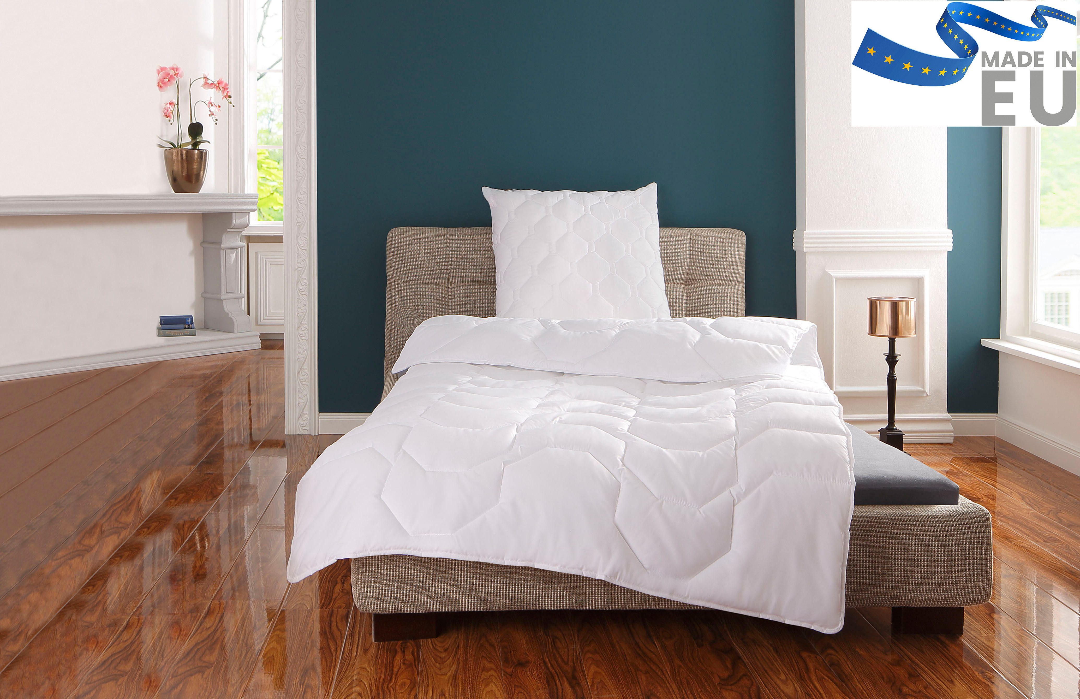 OTTO home Microfaserbettdecke Rike, Bettdecke 135x200 cm, 155x220 cm, Füllung: Polyester, Bezug: Polyester, Bettdecken, Sommer, Winter, 4 Jahreszeiten, Decke kochfest bis 95°C