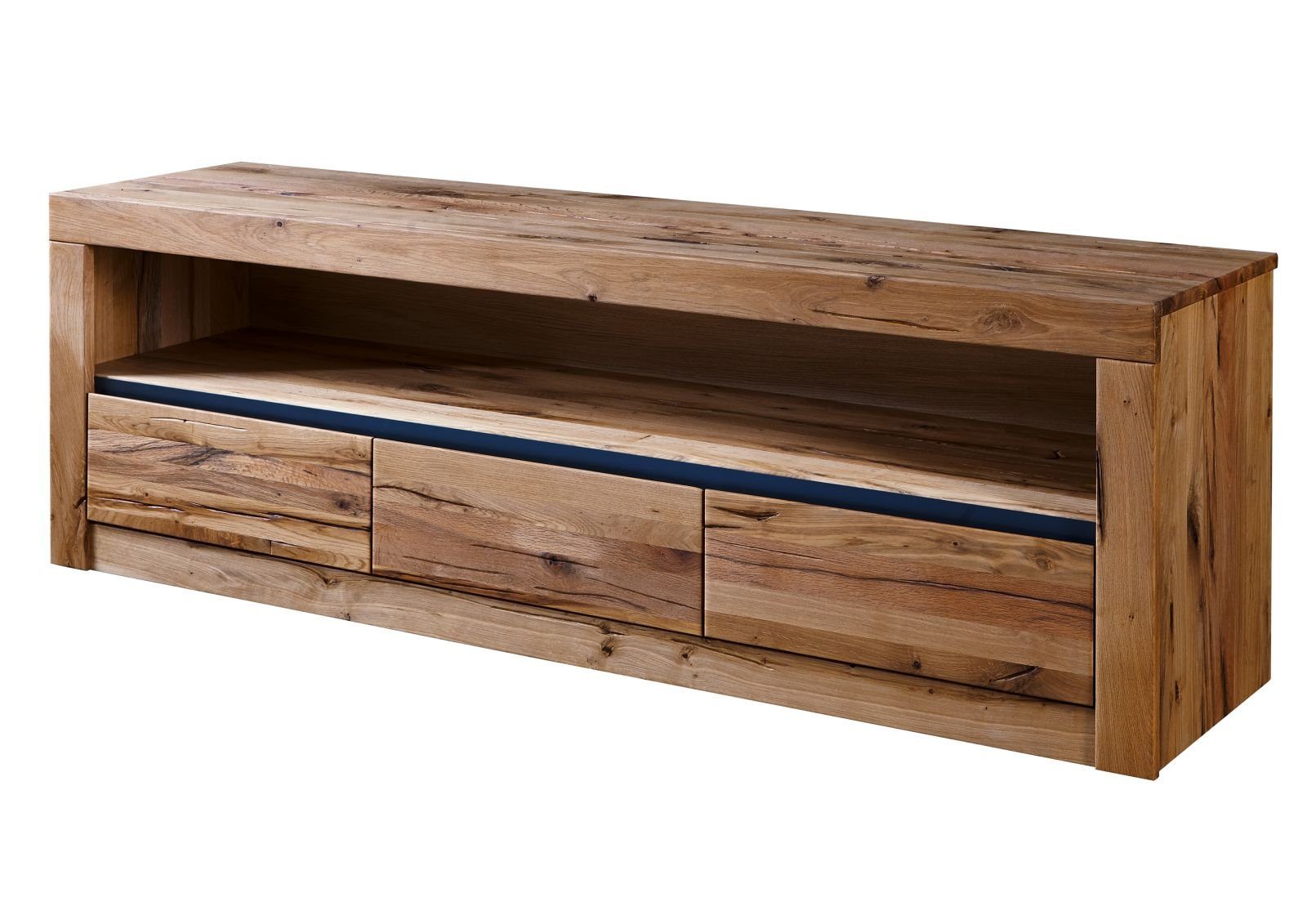 Massivmoebel24 TV-Board MONTREUX (Massivholz), TV-Board Wild-/Zerreiche 165x42x55 natur geölt MONTREUX #104