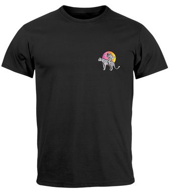 Neverless Print-Shirt Herren T-Shirt Backprint Rücken-Aufdruck Brustlogo Space Tiger Good mit Print
