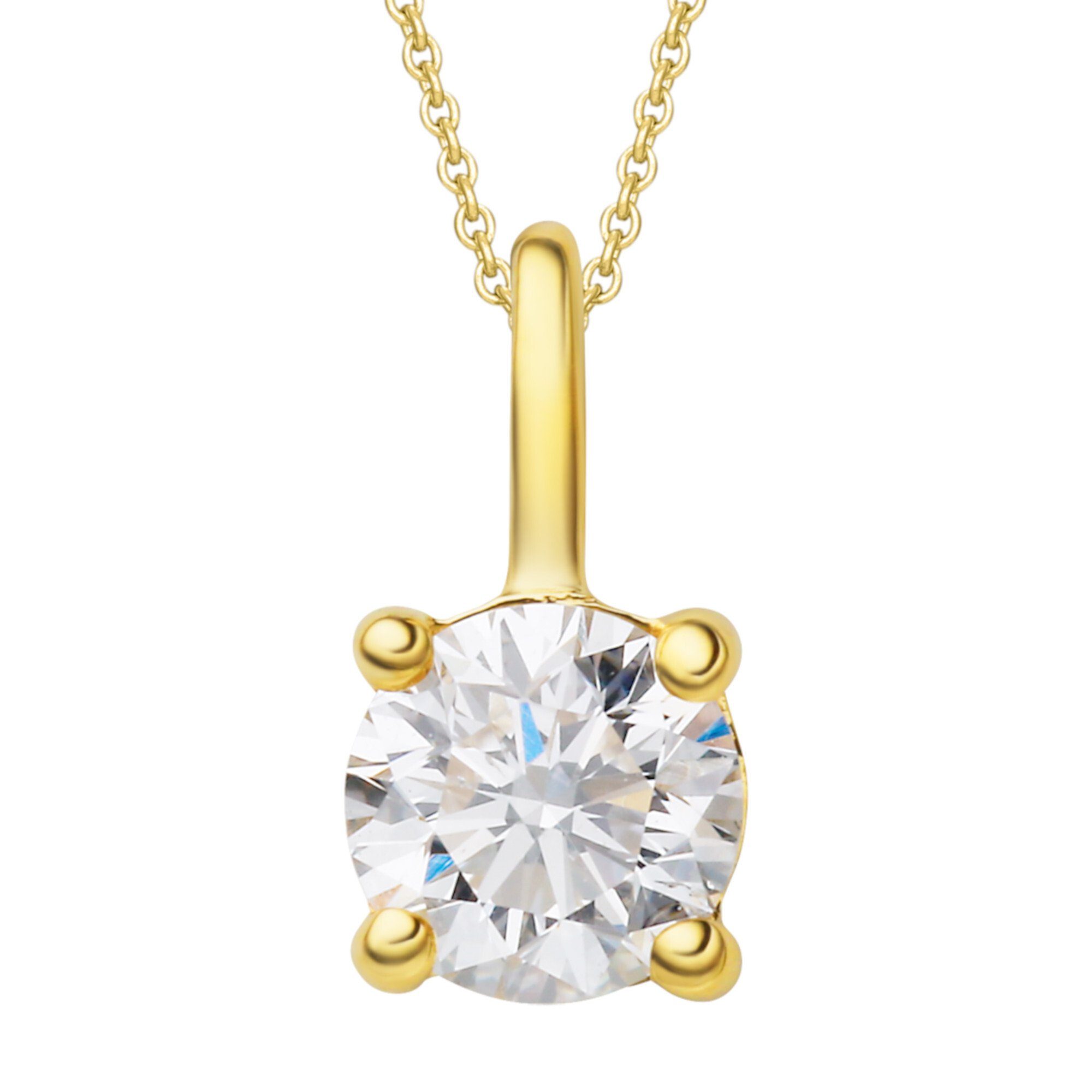 mit 0.25 ELEMENT aus - Diamant Anhänger Set Anhänger verstellbarer Halskette Schmuckset ct ONE mit Gelbgold, Brillant Kette 585 Damen