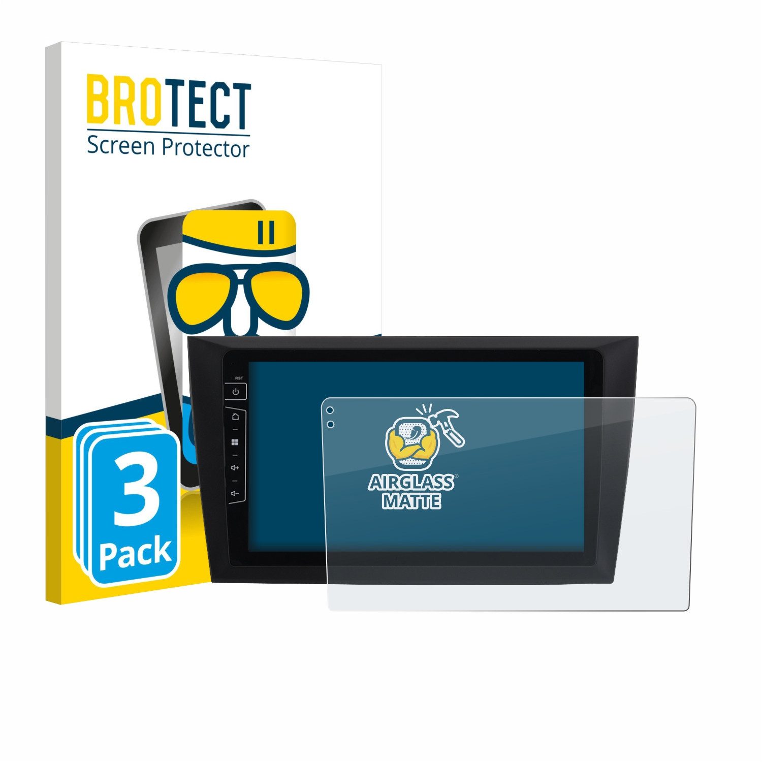 BROTECT Displayschutzglas Folie für Dynavin D8-DF31 9", 3 Stück, Schutzfolie Glas Panzer Display Schutz matt