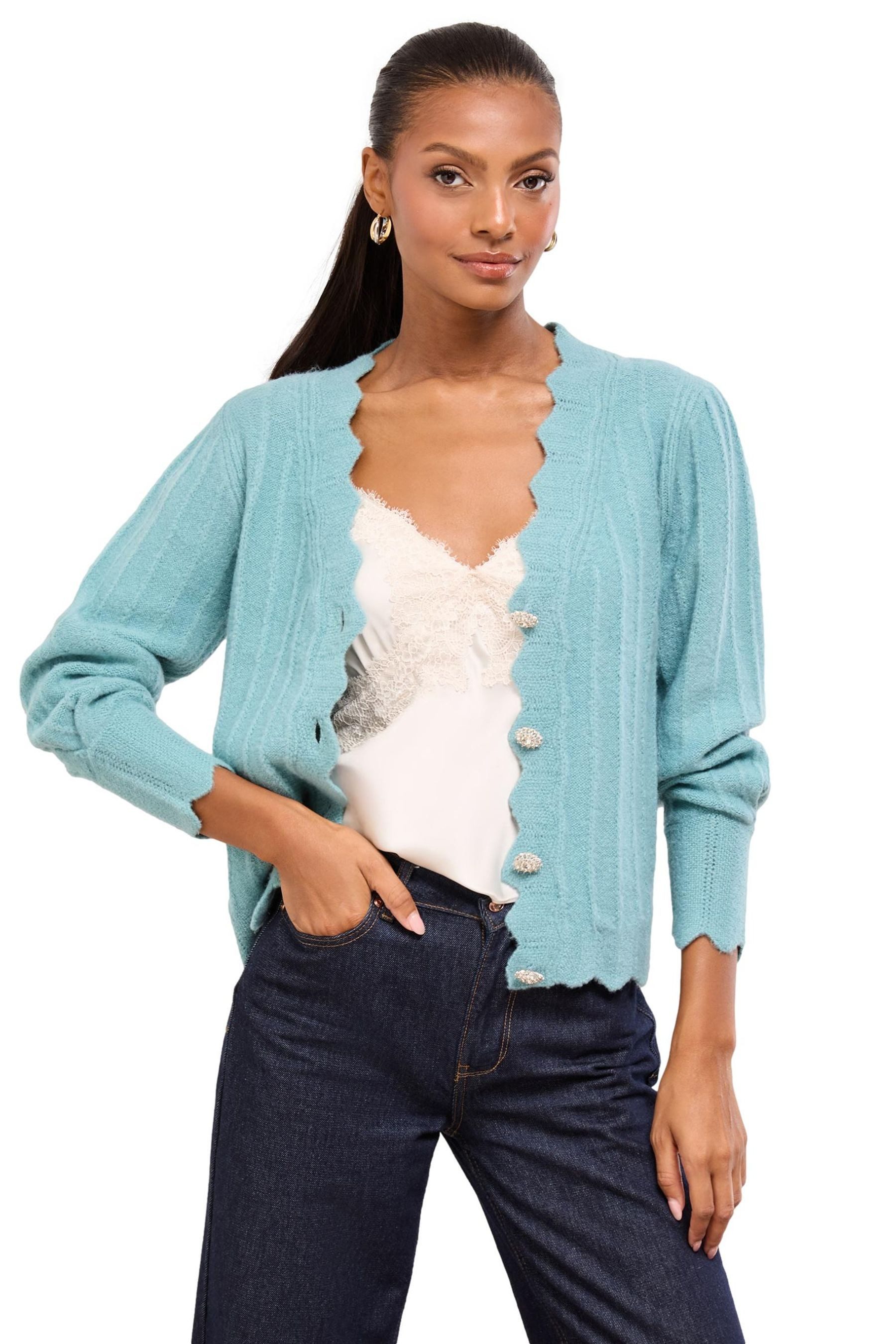 Strickjacke Lipsy Strickjacke mit Bogenkante, Regular