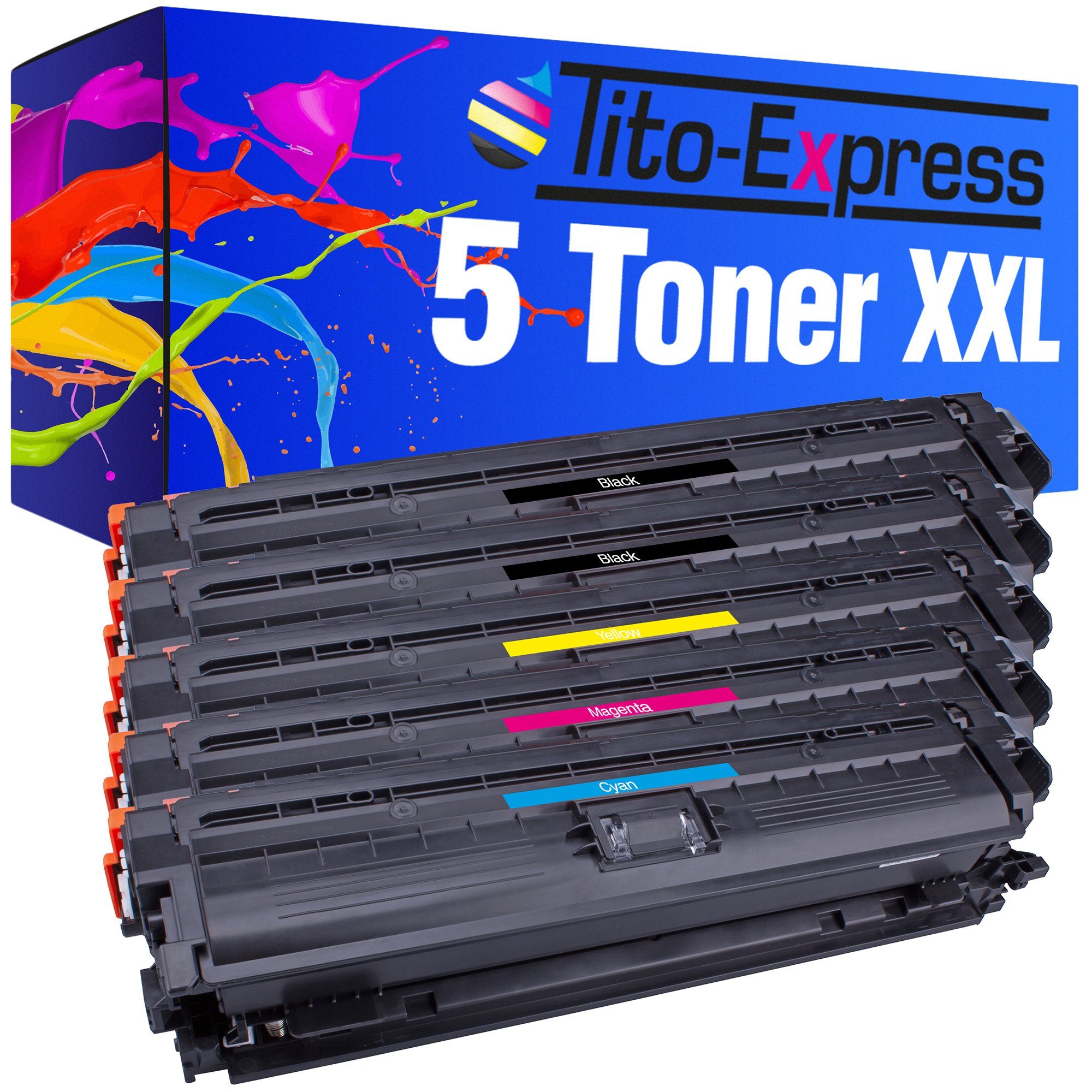 Tito-Express Tonerpatrone 5er Set ersetzt HP CE 270 A HP CE271A HP CE272A HP CE273A, für CP5520 CP5525 CP5525 N M750 CP5525 XH M750 XH