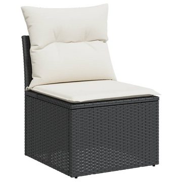 furnicato Garten-Essgruppe 6-tlg. Garten-Sofagarnitur mit Kissen Schwarz Poly Rattan, (Lounge-Set, 1-tlg)