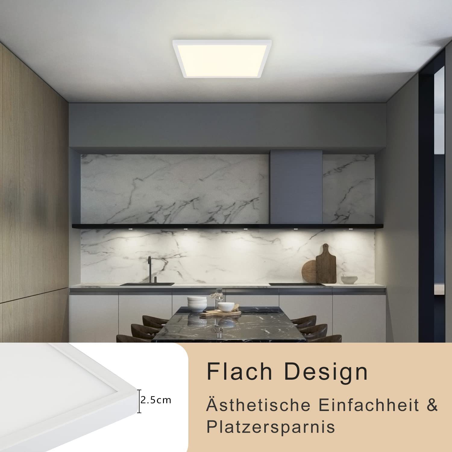 Küche Fernbedienung mit x x 29.5 LED fest Backlight, 2.5 Warmweiß LED RGB/Smart-APP Kaltweiß, 40W, cm Dimmbar ‎RGB Nettlife Panel für steuern 29.5 Schlafzimmer integriert, Neutralweiß Wohnzimmer,