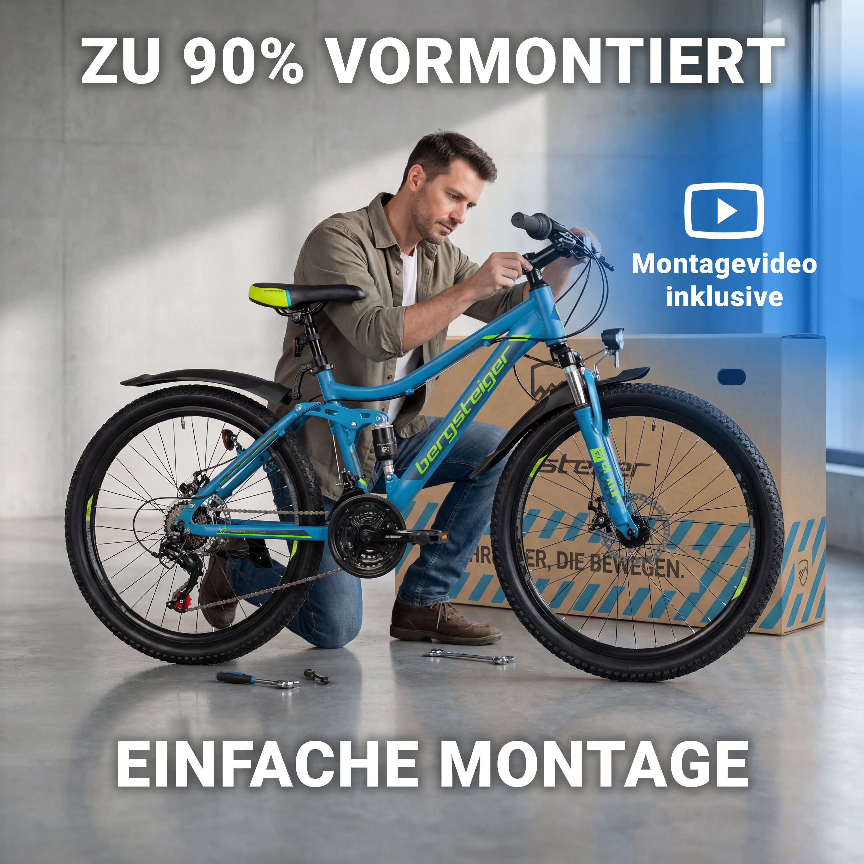 bergsteiger Kinderfahrrad Broome 24, 26 Zoll, Damen, Herren, Mountainbike, 21 Gang Shimano Shimano Tourney Schaltung Schaltwerk, Kettenschaltung, Scheibenbremse – Bild 5 von 5