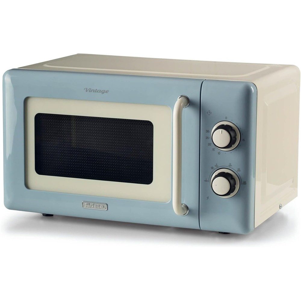Ariete Mikrowelle 3960 Vintage, 20 l, Kompaktmikrowelle, Auftaugerät, Drehregler, Retro Küche, Drehteller