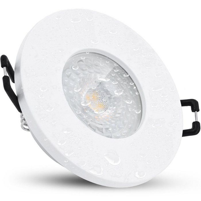 linovum LED Einbaustrahler Flache LED Bad Einbauleuchte IP65 in rund & matt weiß mit LED 5W neutralweiß 230V Leuchtmittel inklusive Leuchtmittel inklusive