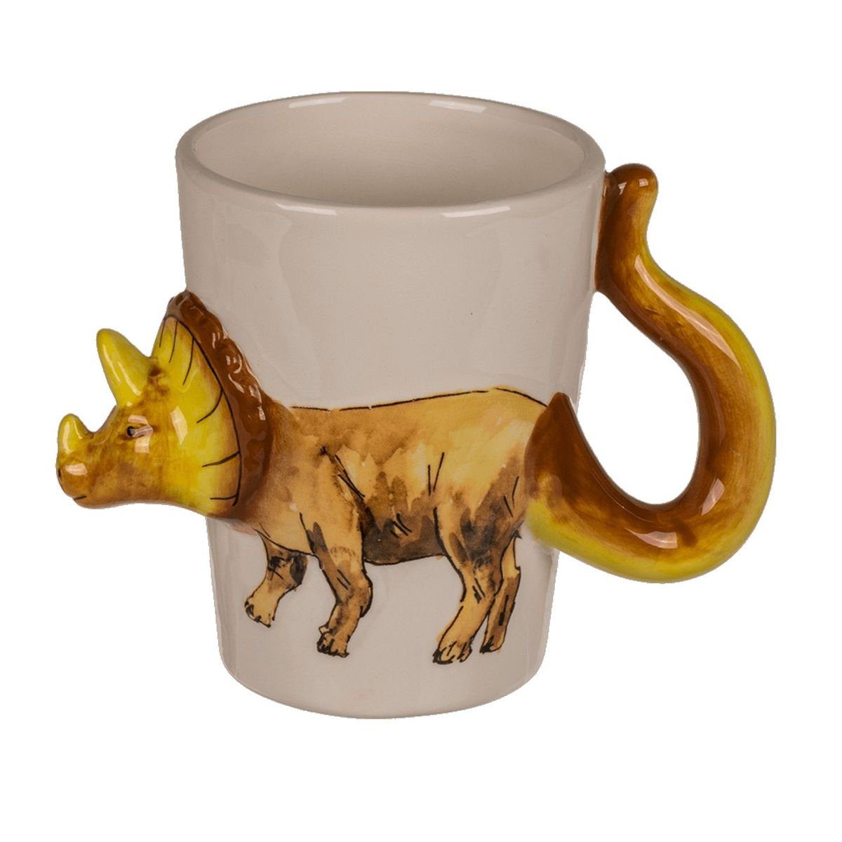 Marabellas Shop Tasse Kaffetasse ca. 250 ml mit 3D Dino Design Tasse Dinosaurier Kindertasse, Keramik, mit 3D Darstellung