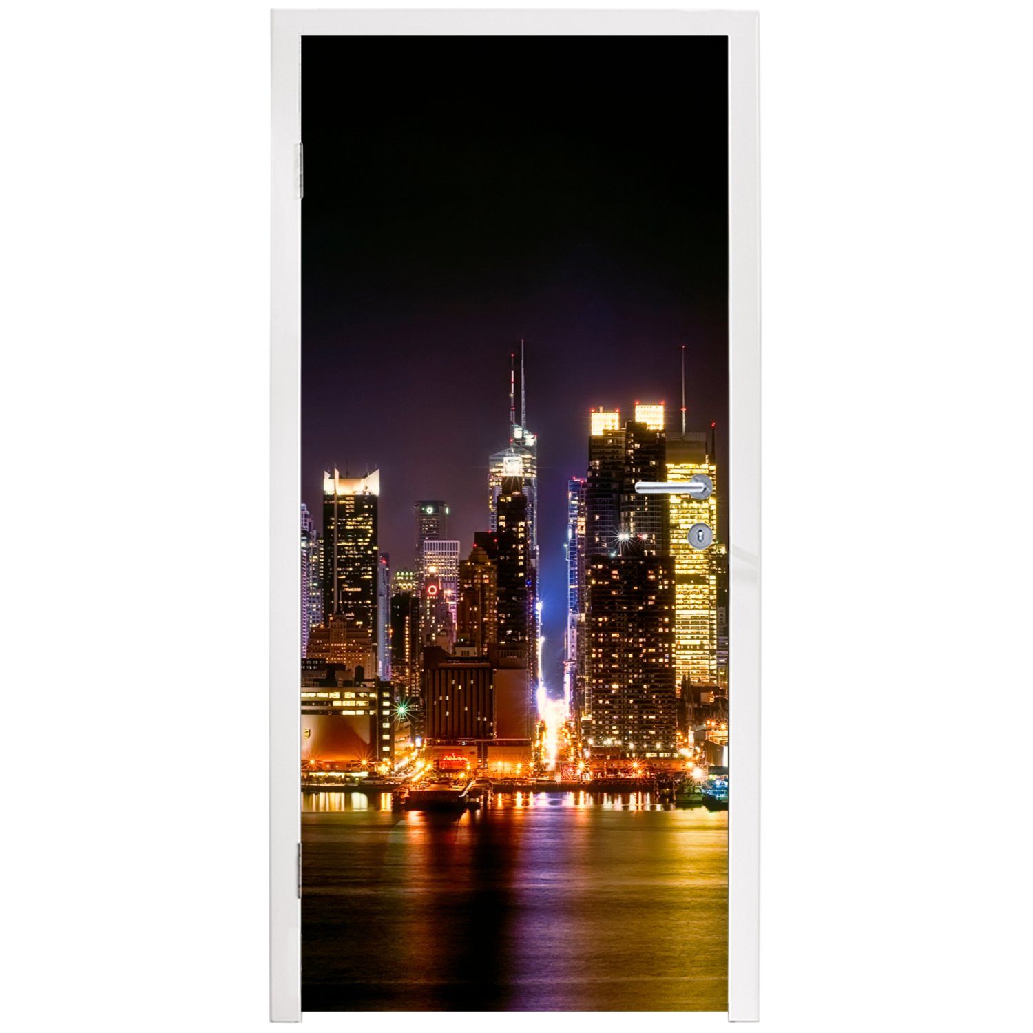 Tür, - Skyline, für MuchoWow New cm York Fototapete Türtapete Türaufkleber, (1 bedruckt, Matt, Manhattan St), 75x205 -