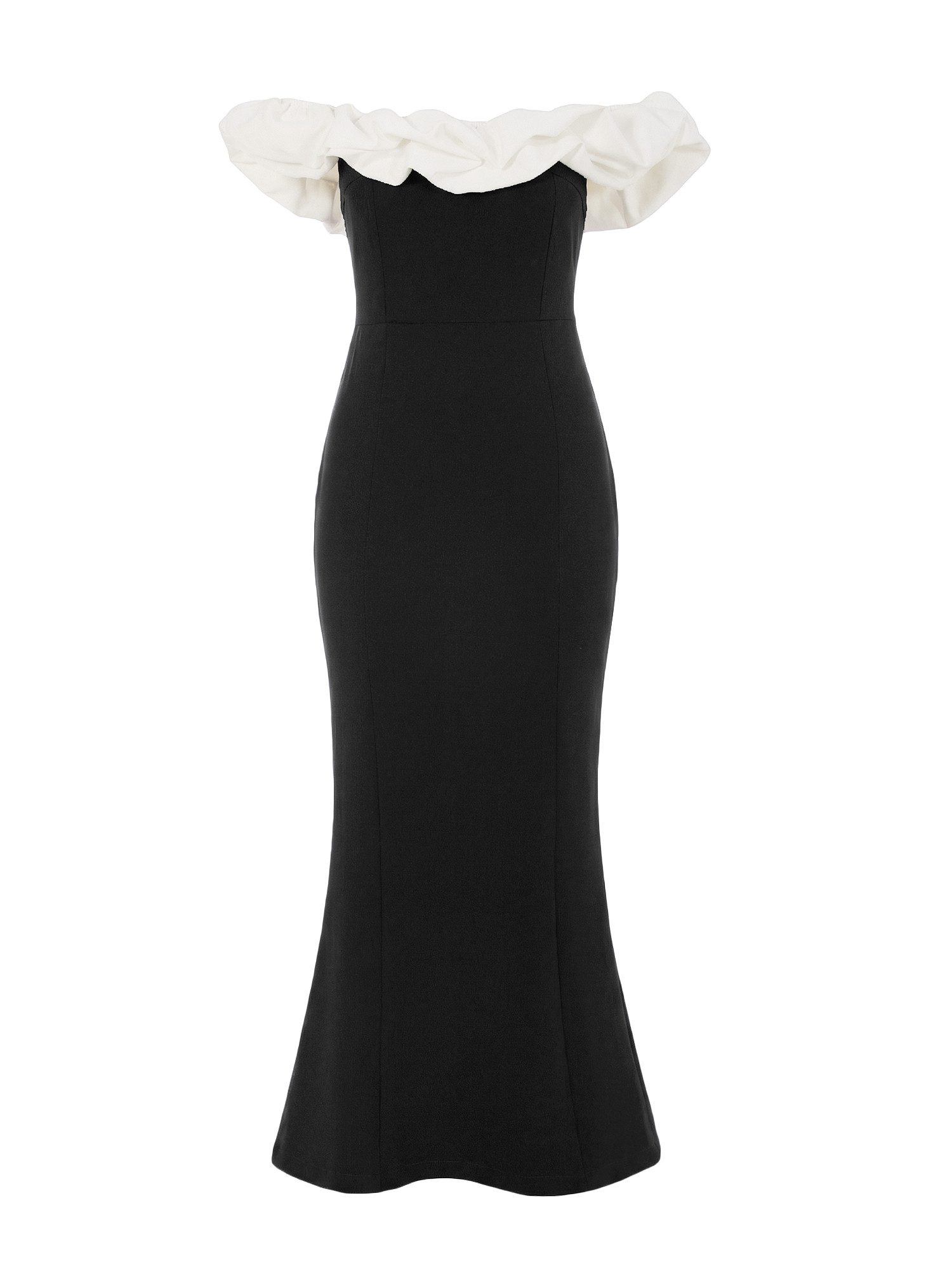 Maxikleid Damen Off-Shoulder Mermaid mit Rüschen Elegant Abendkleid
