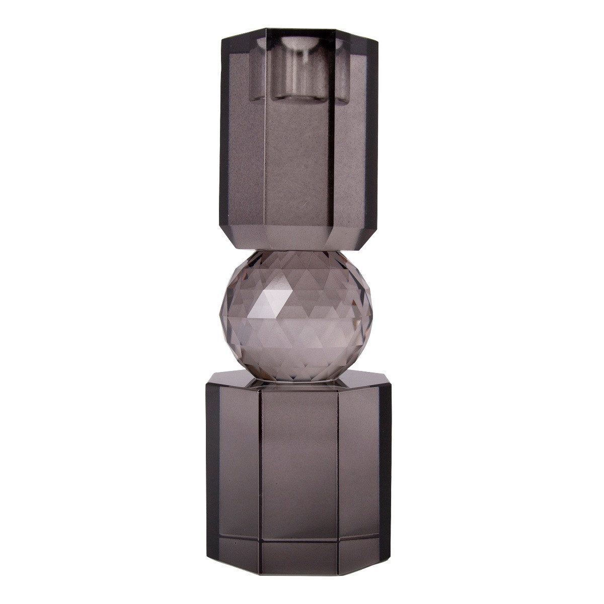 EJA International Kerzenhalter Kristall - Rauchgrau (1 St), 19 x 7 x 7 cm
