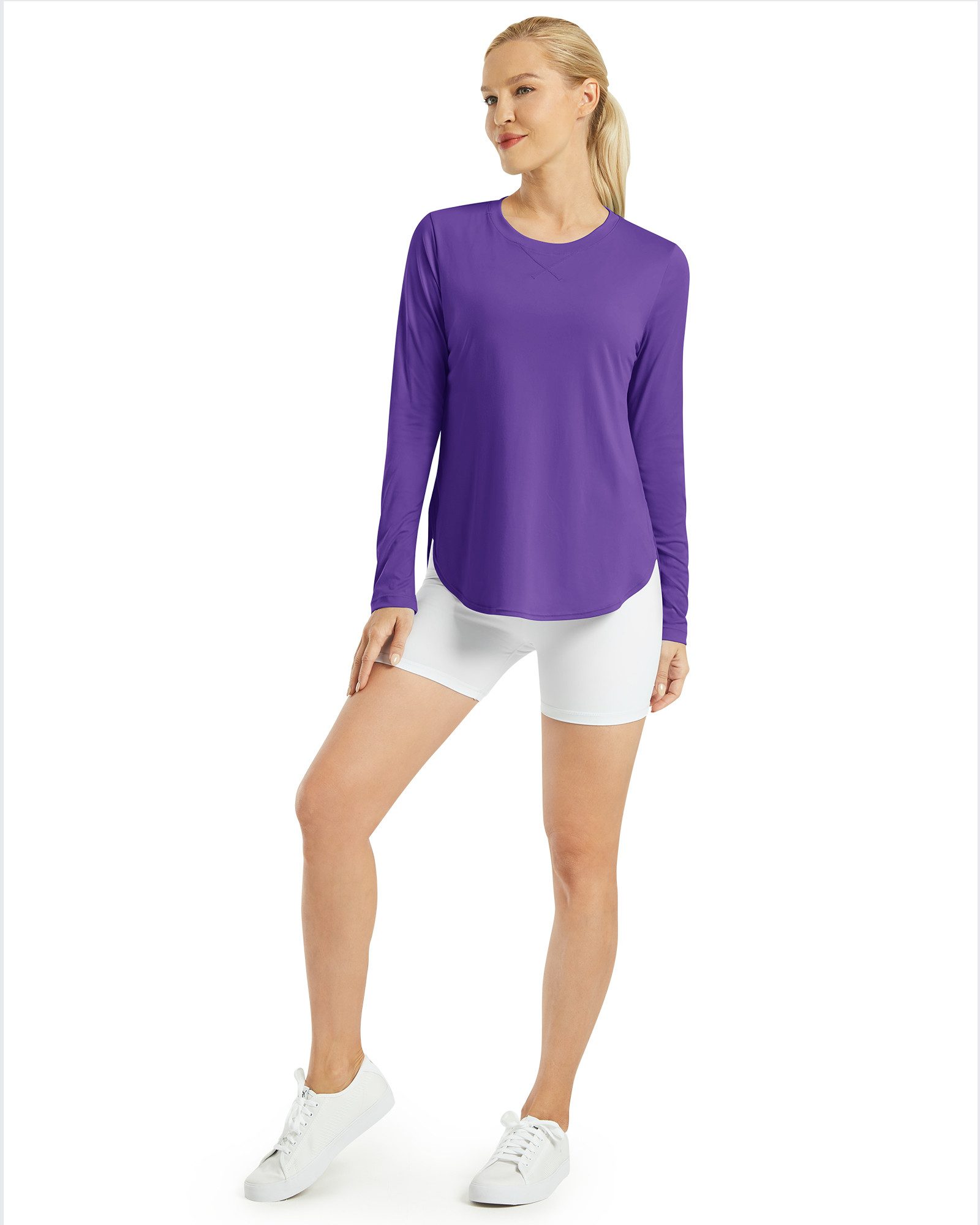 G4Free Langarmshirt Damen Langarmshirt UPF 50+ Atmungsaktiv Trainingsshirt UPF 50+ UV-Schutz,Schnelltrocknend,Atmungsaktiv, Hohe Seitenschlitze
