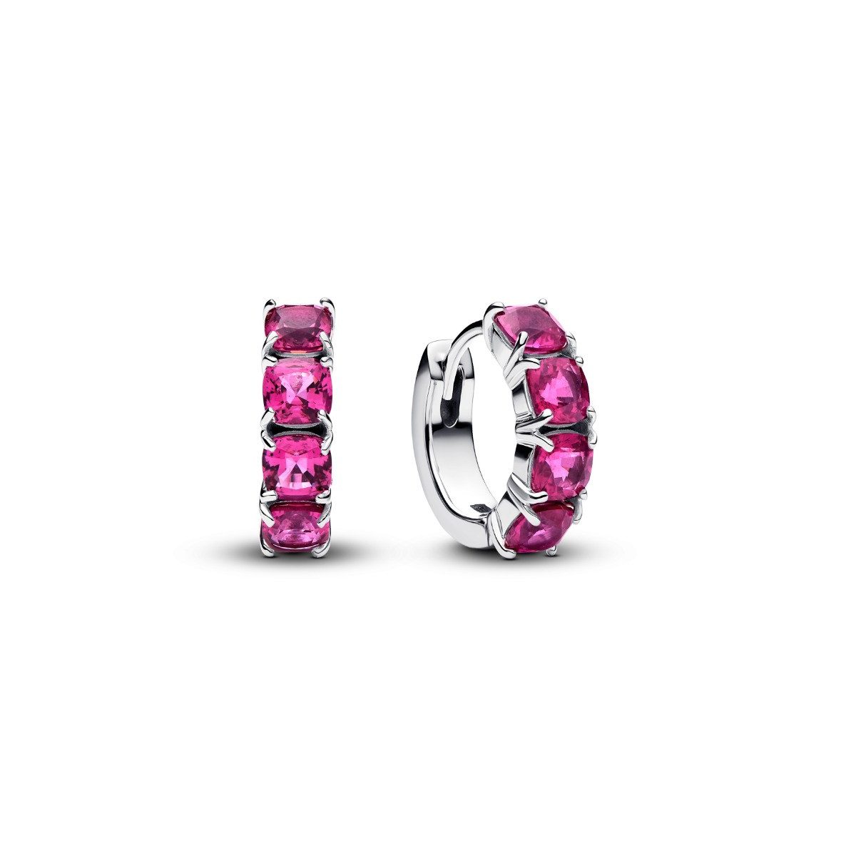 Pandora Paar Creolen Pandora Creolen Ohrringe Damen Rosafarbene Kristalle Silber 293851C02