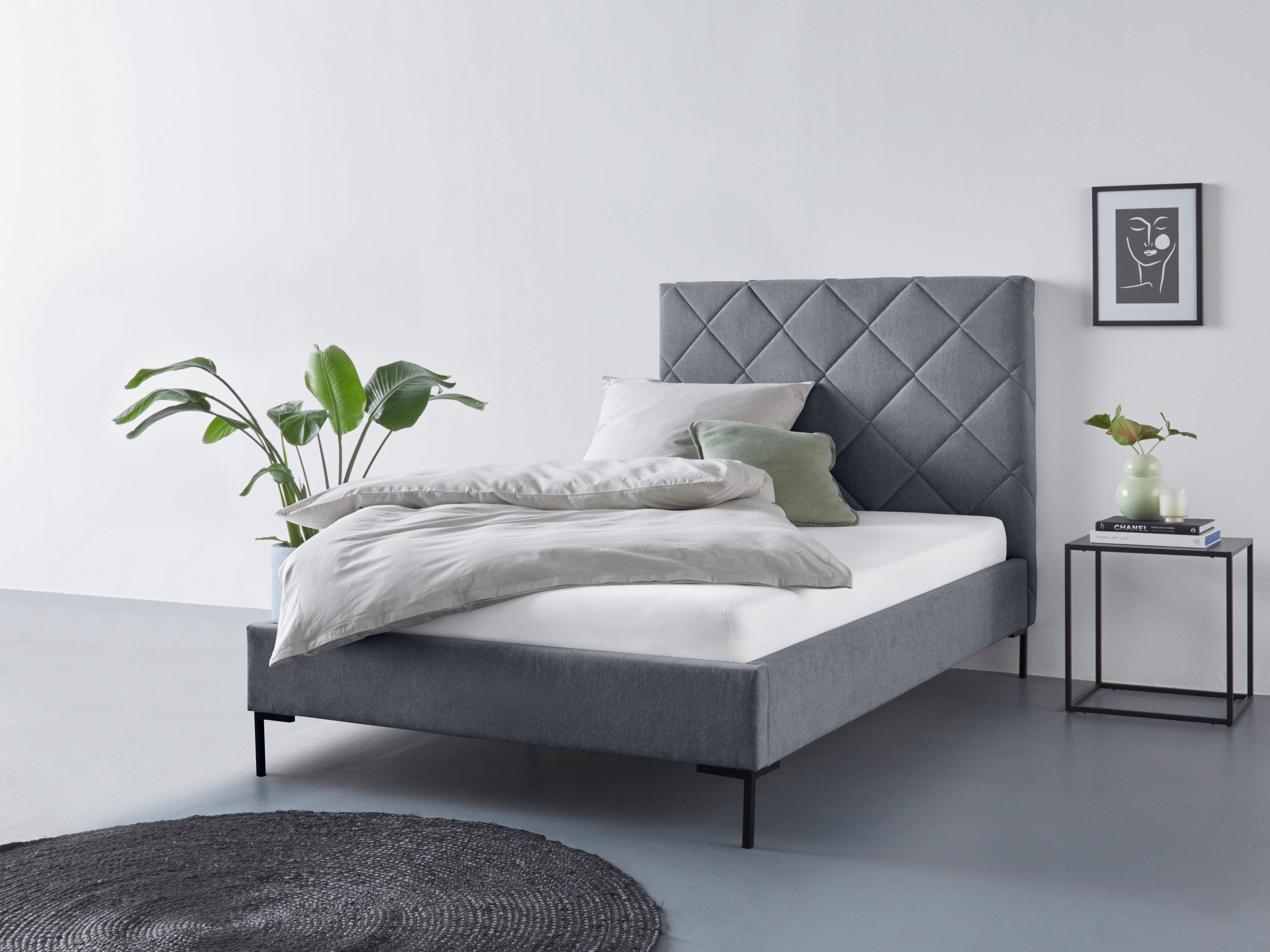 Home affaire Polsterbett Charlott, Modernes Polsterbett mit oder ohne Lattenrost