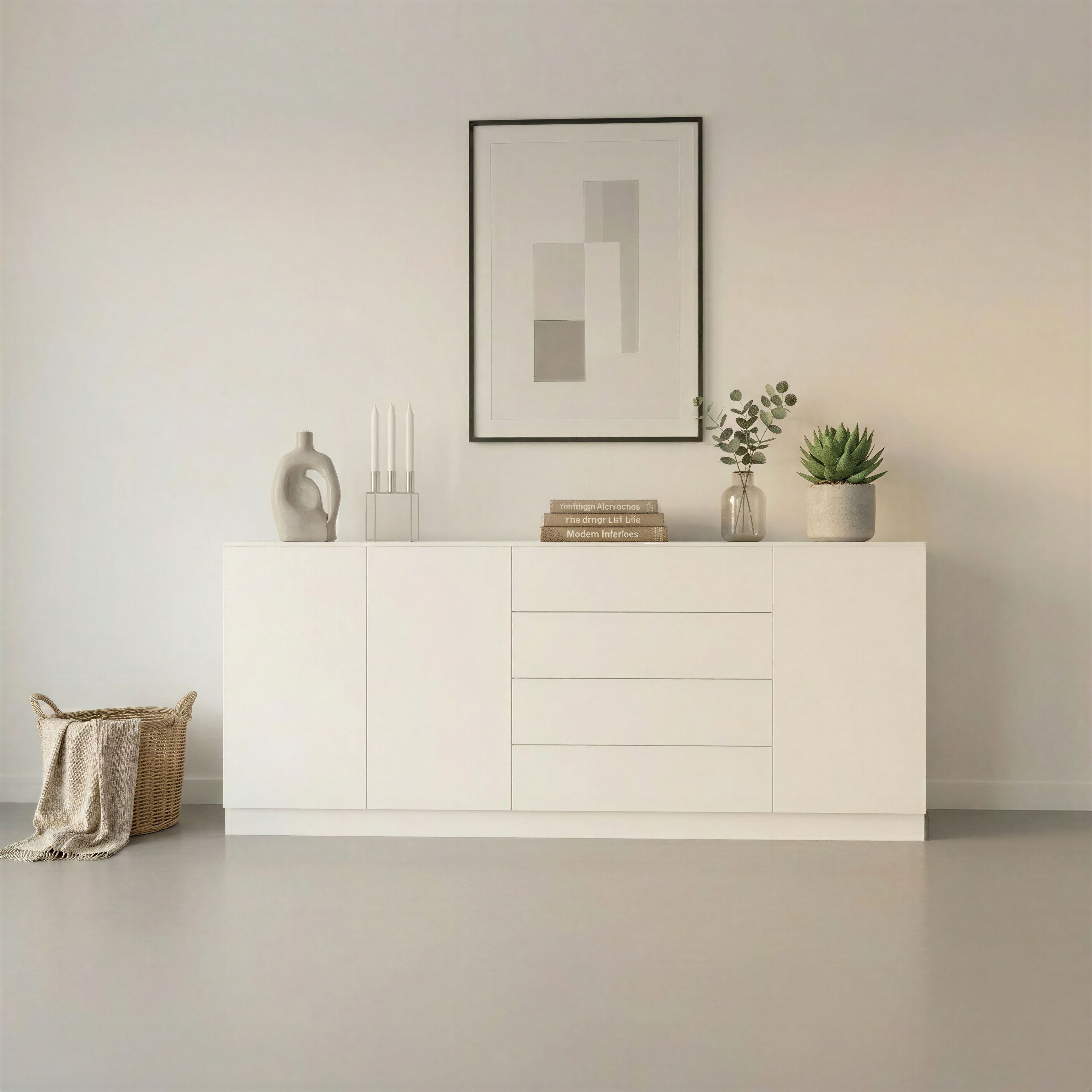 borchardt Möbel Sideboard Vaasa, Kommode mit 3 Türen und 4 Schubkästen auf Kugelführungen, Sideboard Breite 190 cm, Höhe 79 cm, mit Push-to-open-Funktion