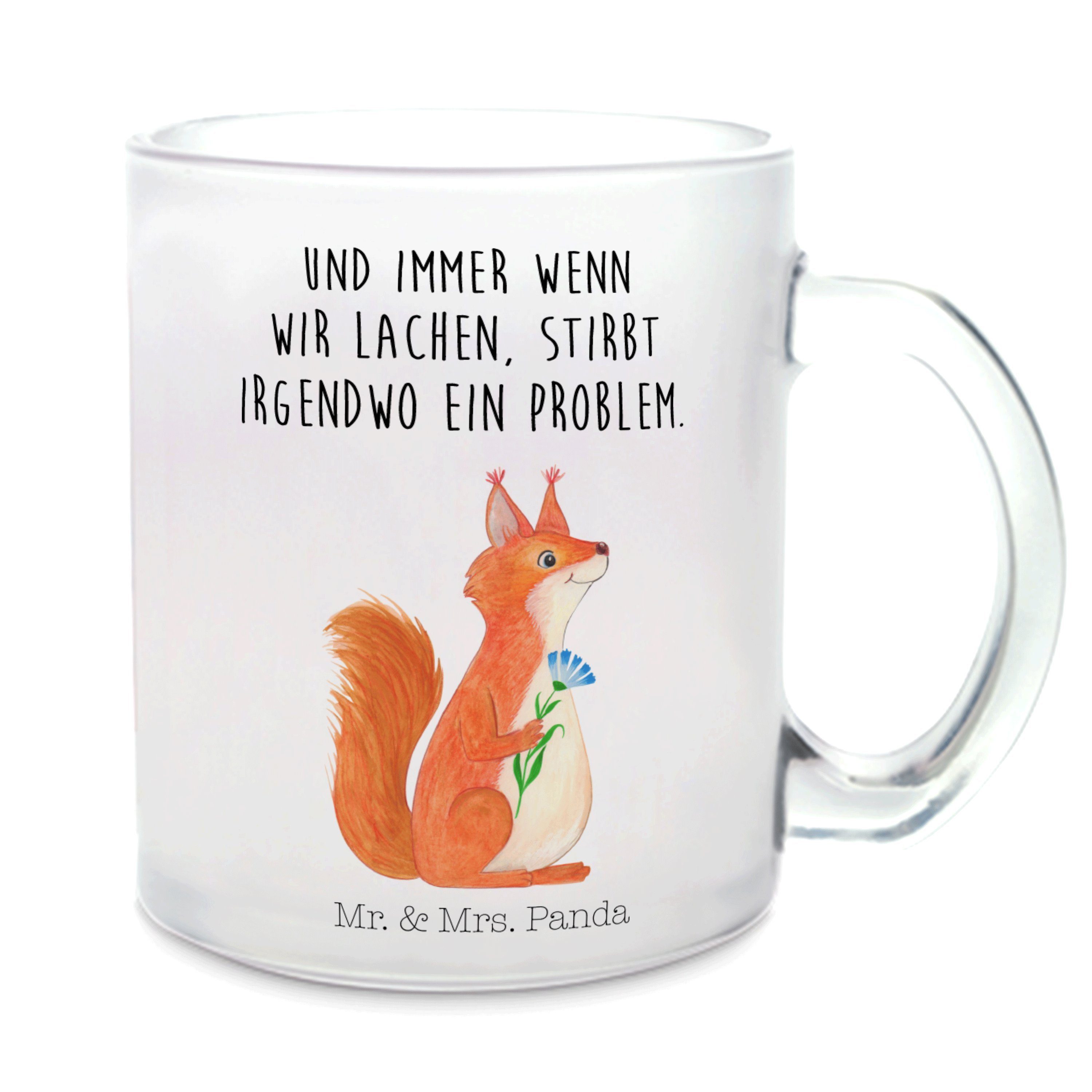 Mr. & Mrs. Panda Teeglas »Eichhörnchen Blume Transparent Geschenk
