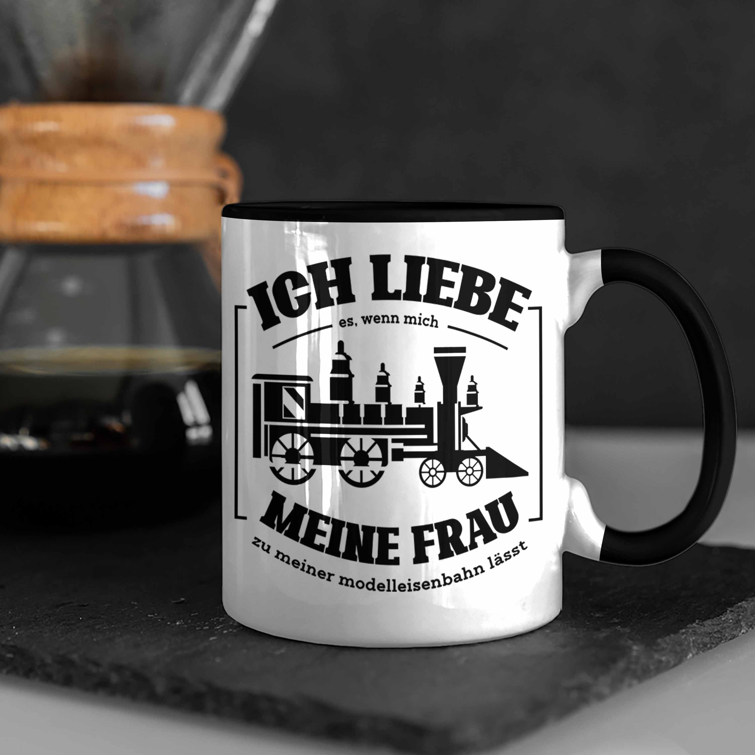 Schwarz Lustige Geschenk Tasse Modelleisenbahn Trendation für Eisenbahner Tasse