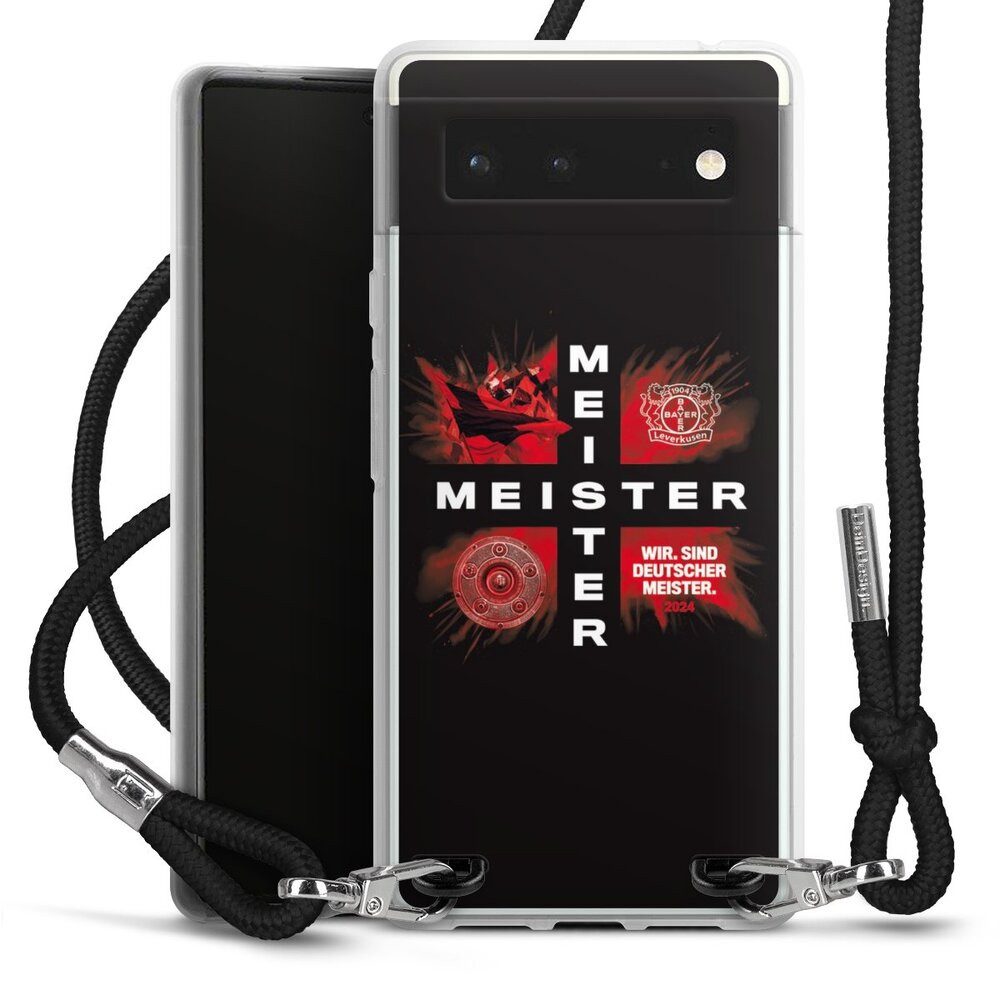 DeinDesign Handyhülle Bayer 04 Leverkusen Meister Offizielles Lizenzprodukt, Google Pixel 6 Handykette Hülle mit Band Case zum Umhängen