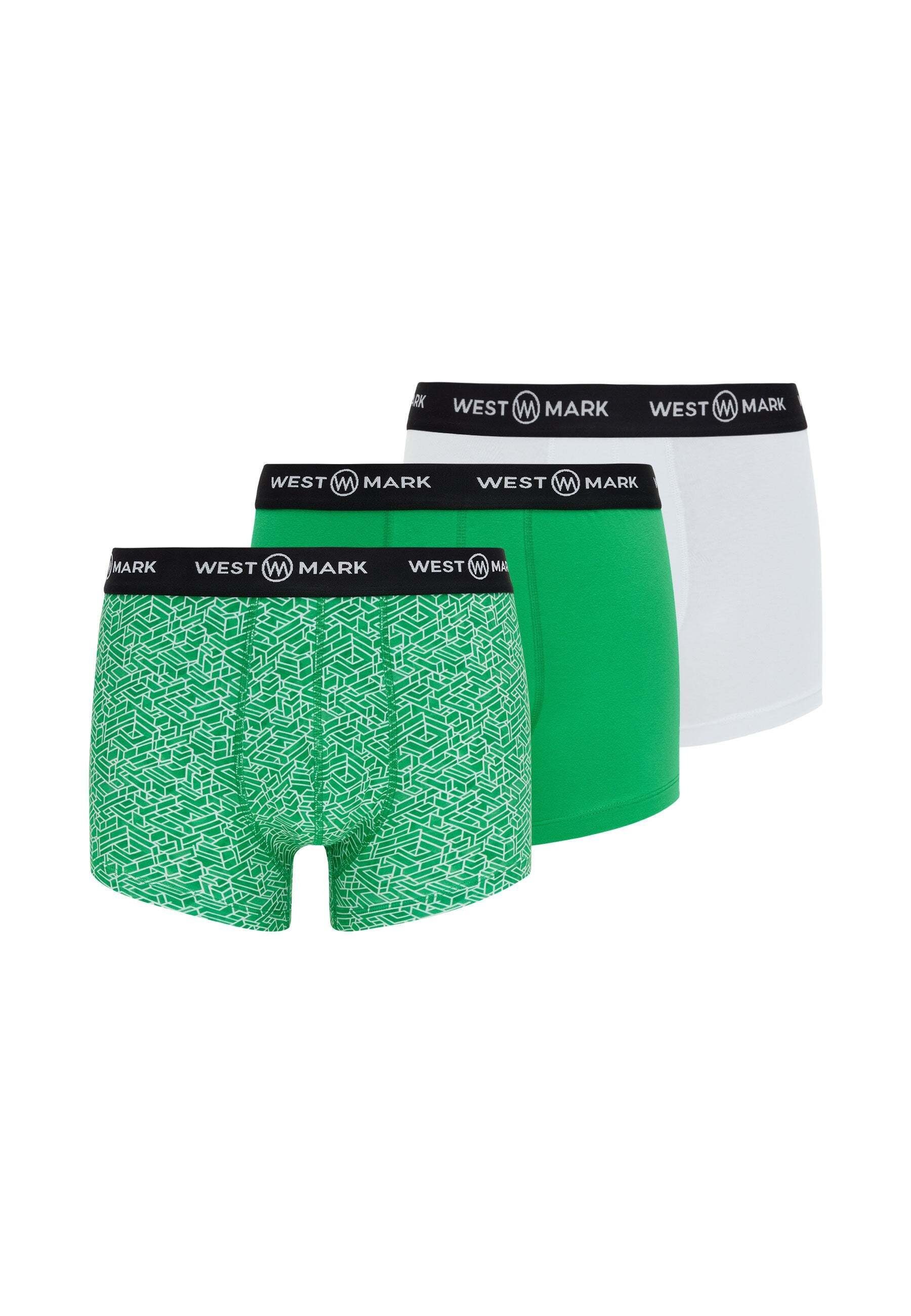 (3-PACK WMABSTRACT White LONDON Boxershorts WESTMARK 3-PACK OSCAR Set, AOP, 3-St) Green Green,